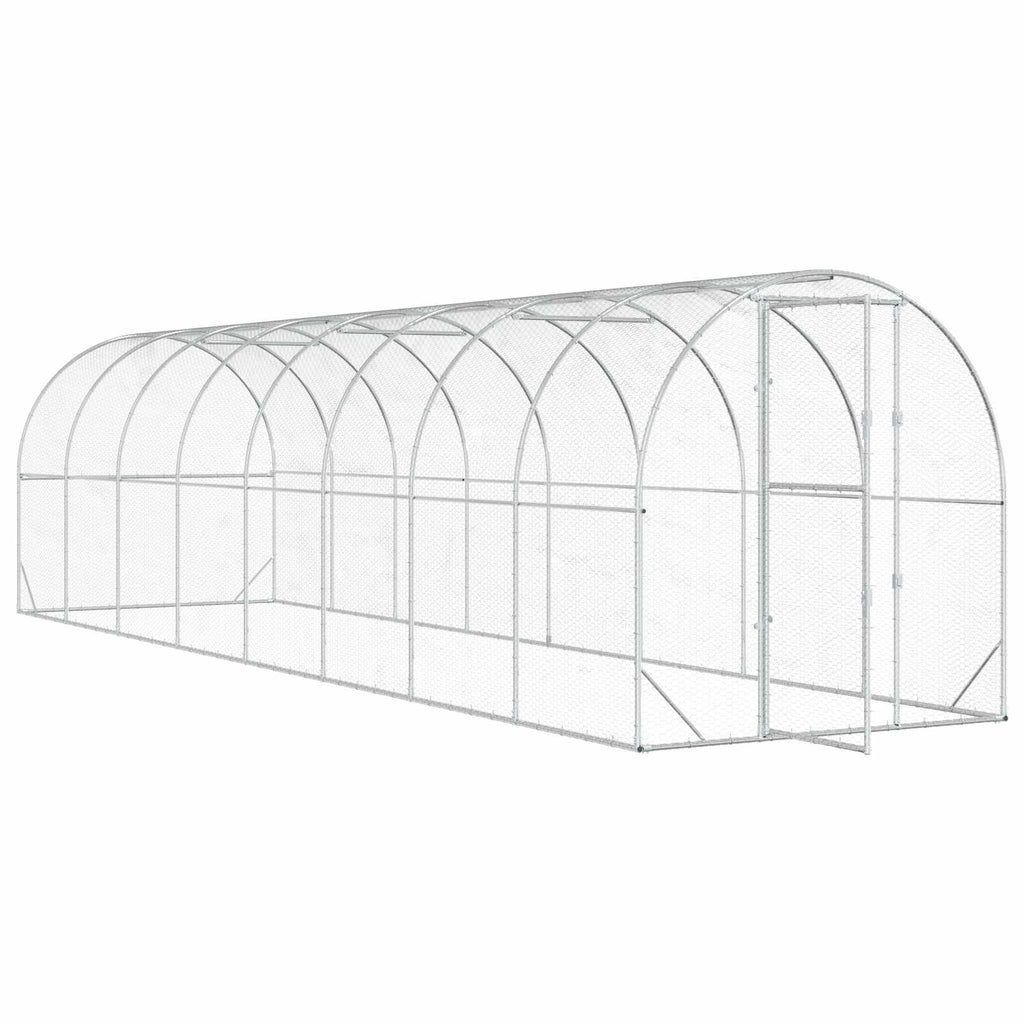 vidaXL Kurnik srebrny 800 x 200 x 200 cm Stal ocynkowana