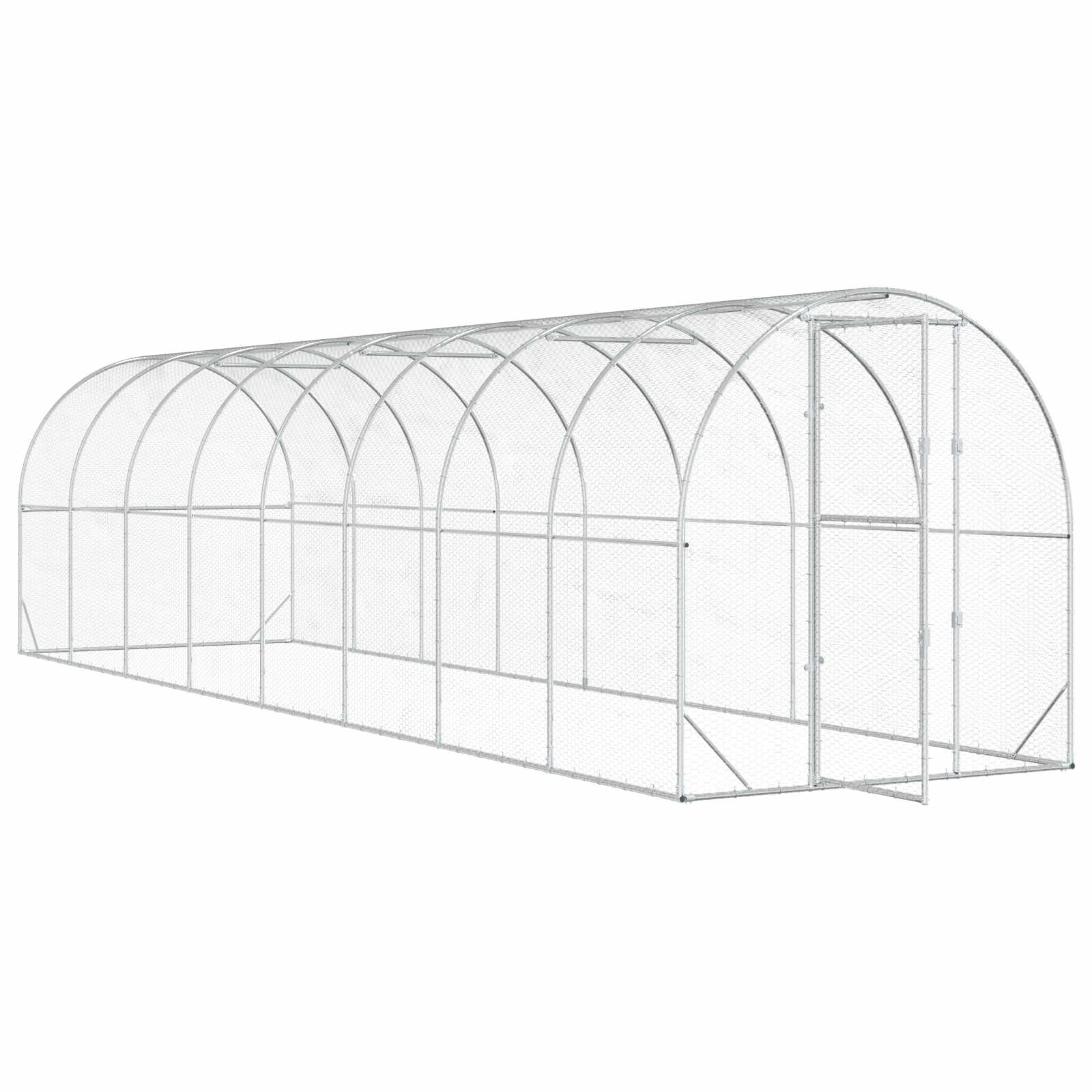 vidaXL Kurnik srebrny 800 x 200 x 200 cm Stal ocynkowana