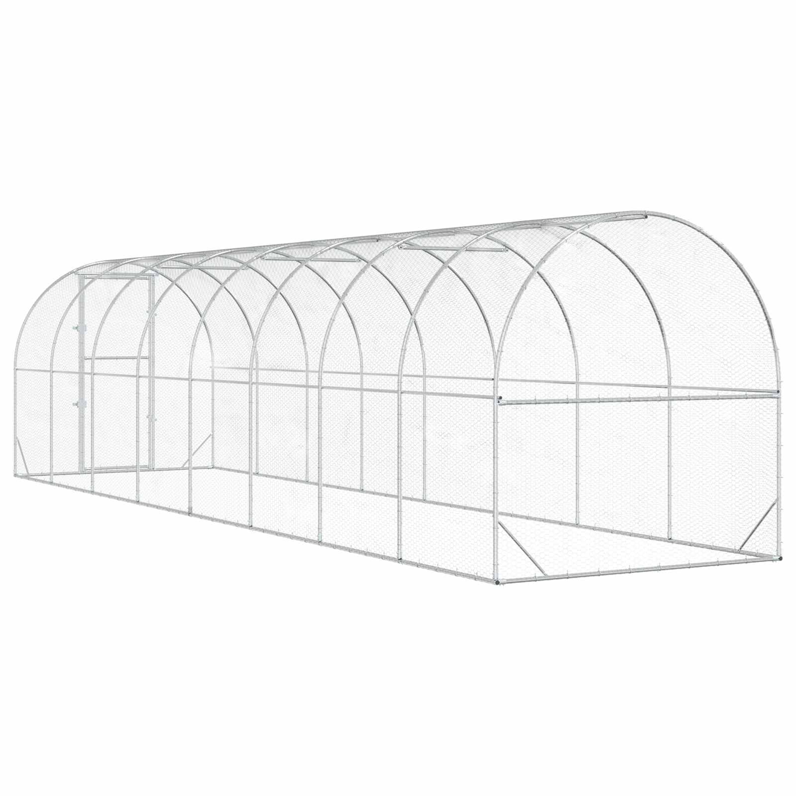 vidaXL Kurnik srebrny 800 x 200 x 200 cm Stal ocynkowana