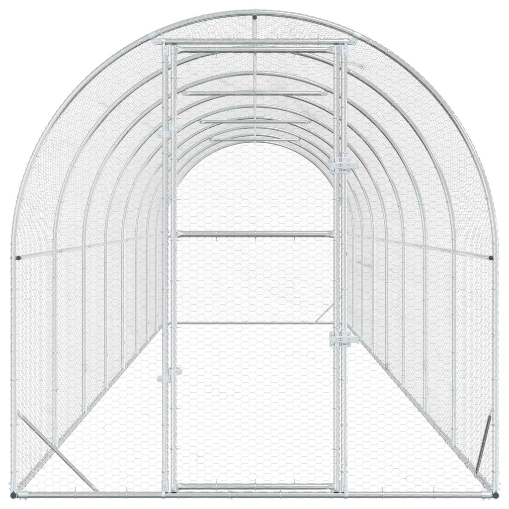 vidaXL Kurnik srebrny 800 x 200 x 200 cm Stal ocynkowana