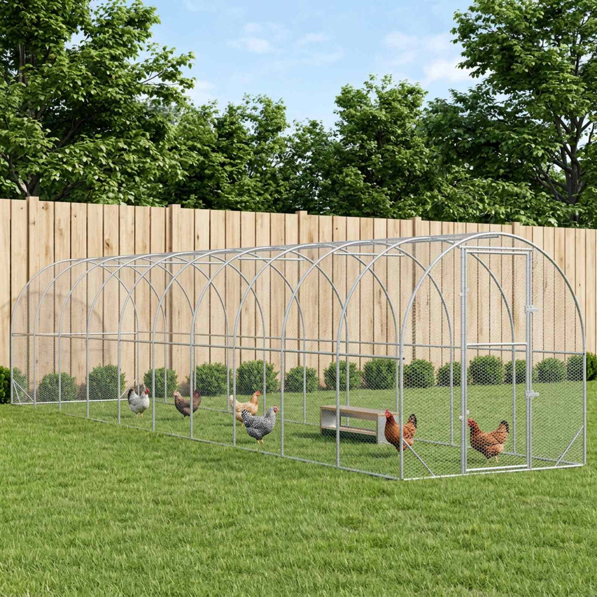 vidaXL Kurnik srebrny 1000 x 200 x 200 cm Stal ocynkowana