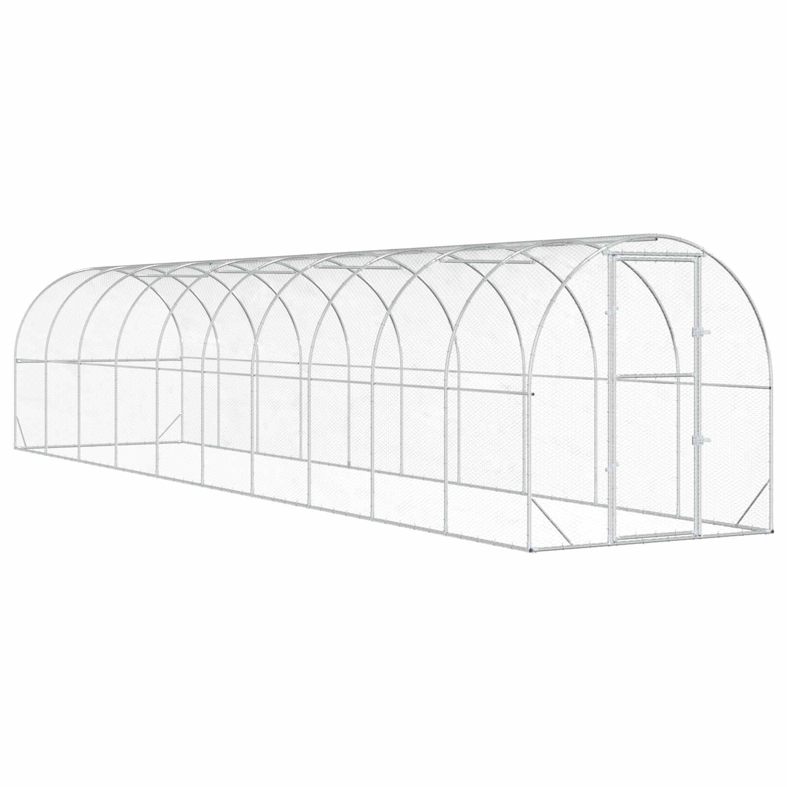 vidaXL Kurnik srebrny 1000 x 200 x 200 cm Stal ocynkowana
