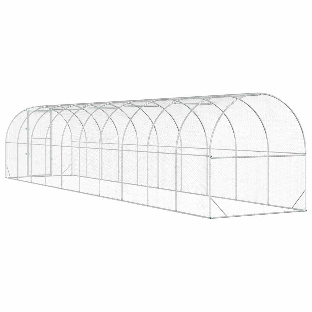 vidaXL Kurnik srebrny 1000 x 200 x 200 cm Stal ocynkowana