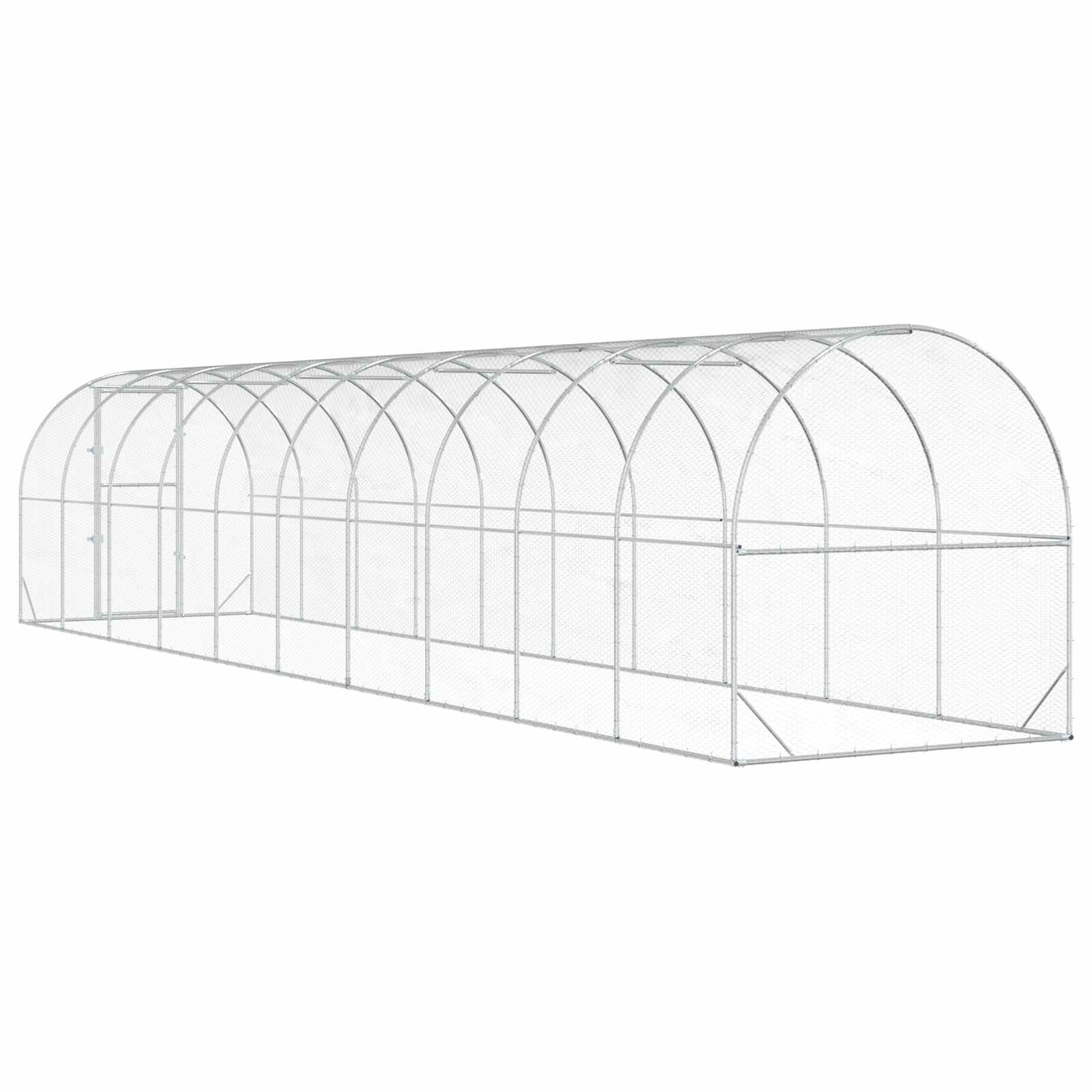 vidaXL Kurnik srebrny 1000 x 200 x 200 cm Stal ocynkowana