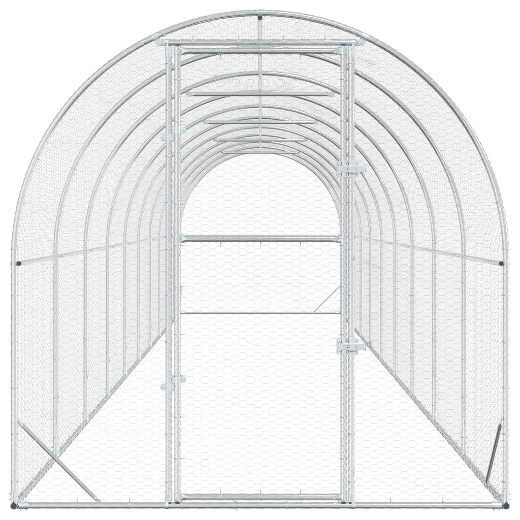 vidaXL Kurnik srebrny 1000 x 200 x 200 cm Stal ocynkowana