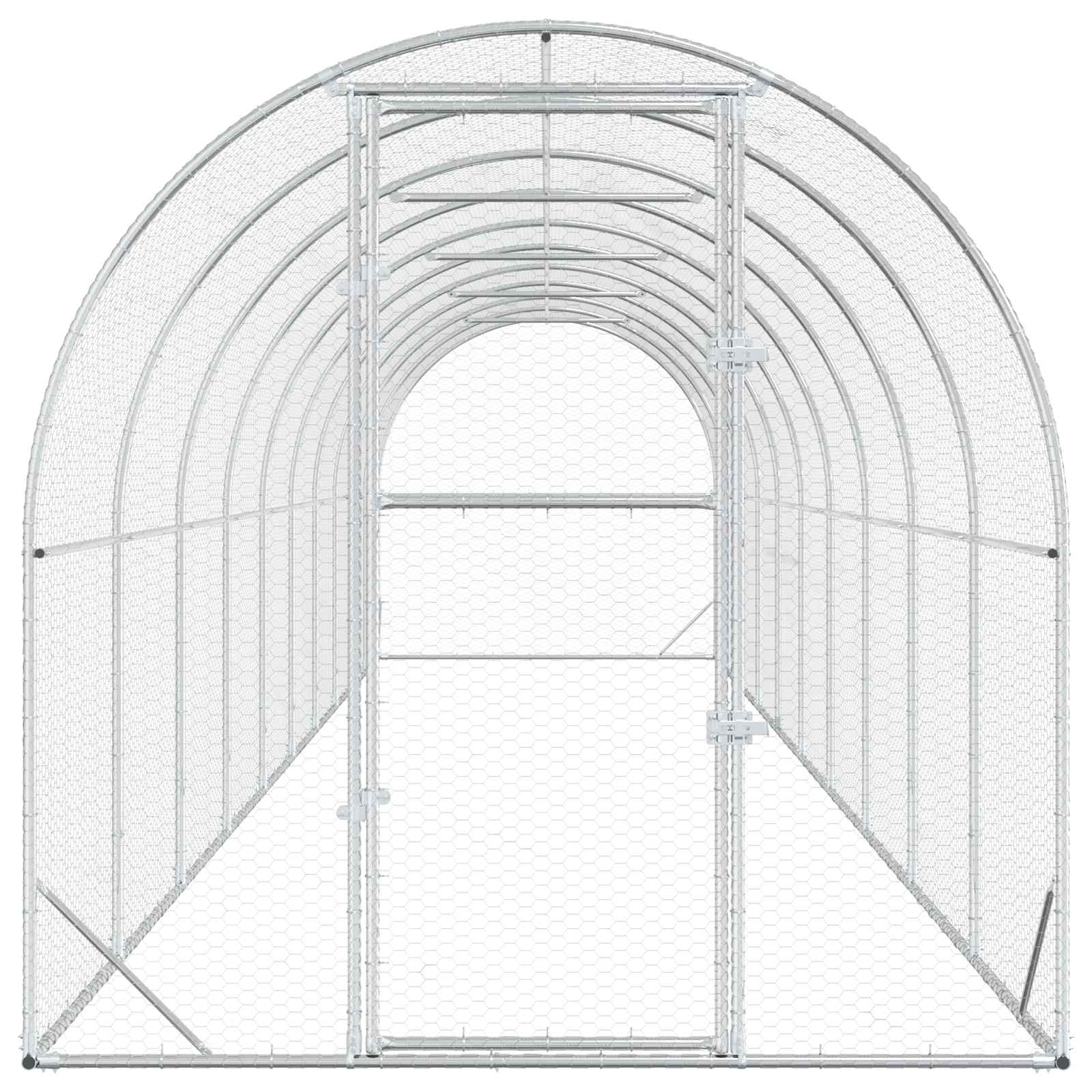 vidaXL Kurnik srebrny 1000 x 200 x 200 cm Stal ocynkowana