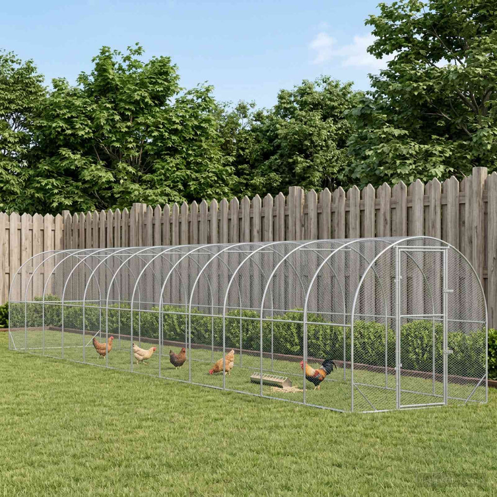 vidaXL Kurnik srebrny 1200 x 200 x 200 cm Stal ocynkowana
