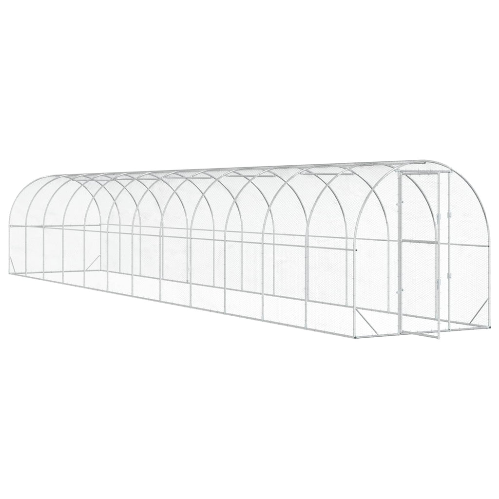 vidaXL Kurnik srebrny 1200 x 200 x 200 cm Stal ocynkowana