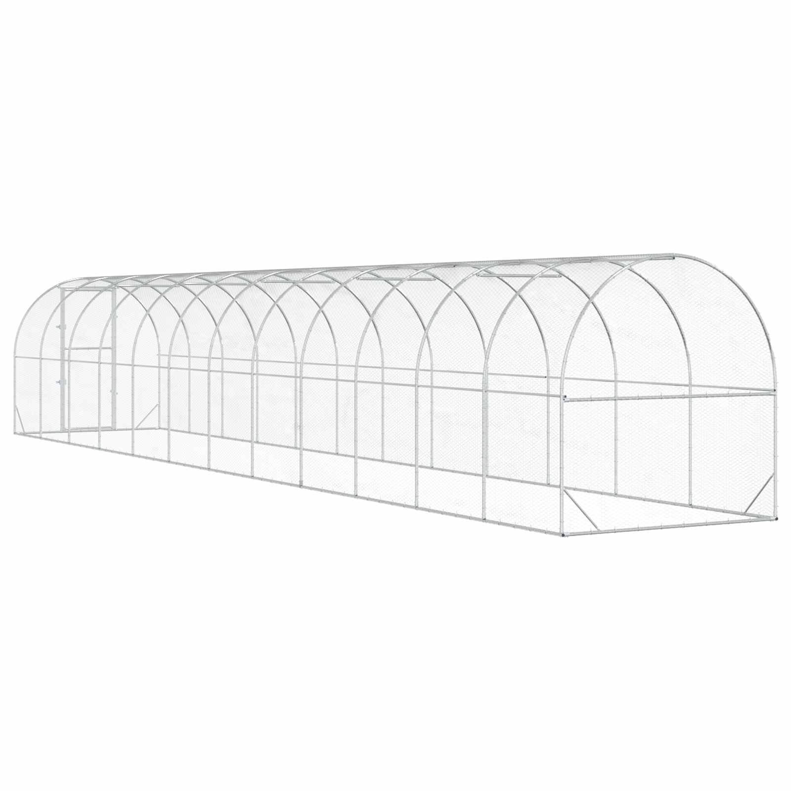 vidaXL Kurnik srebrny 1200 x 200 x 200 cm Stal ocynkowana