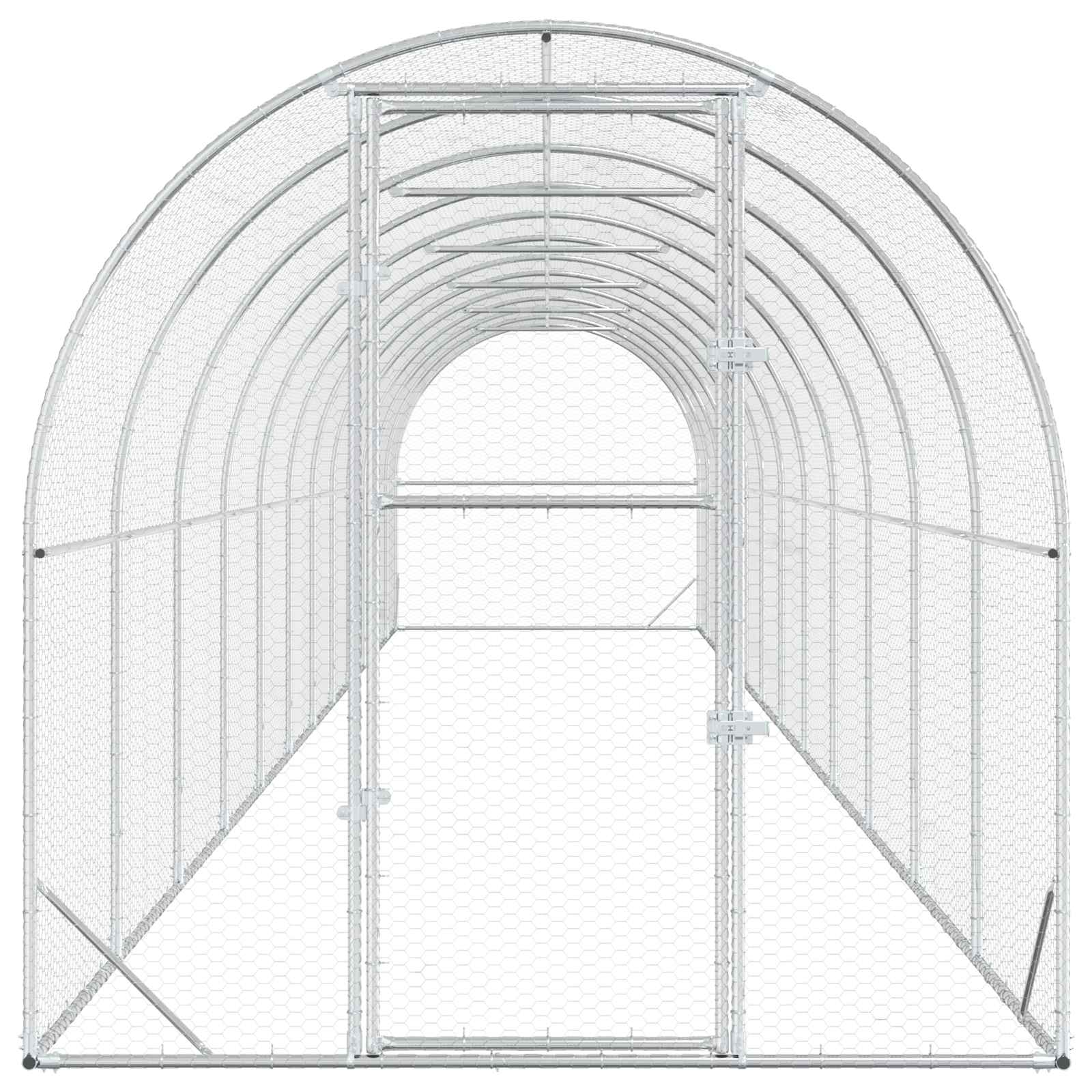 vidaXL Kurnik srebrny 1200 x 200 x 200 cm Stal ocynkowana