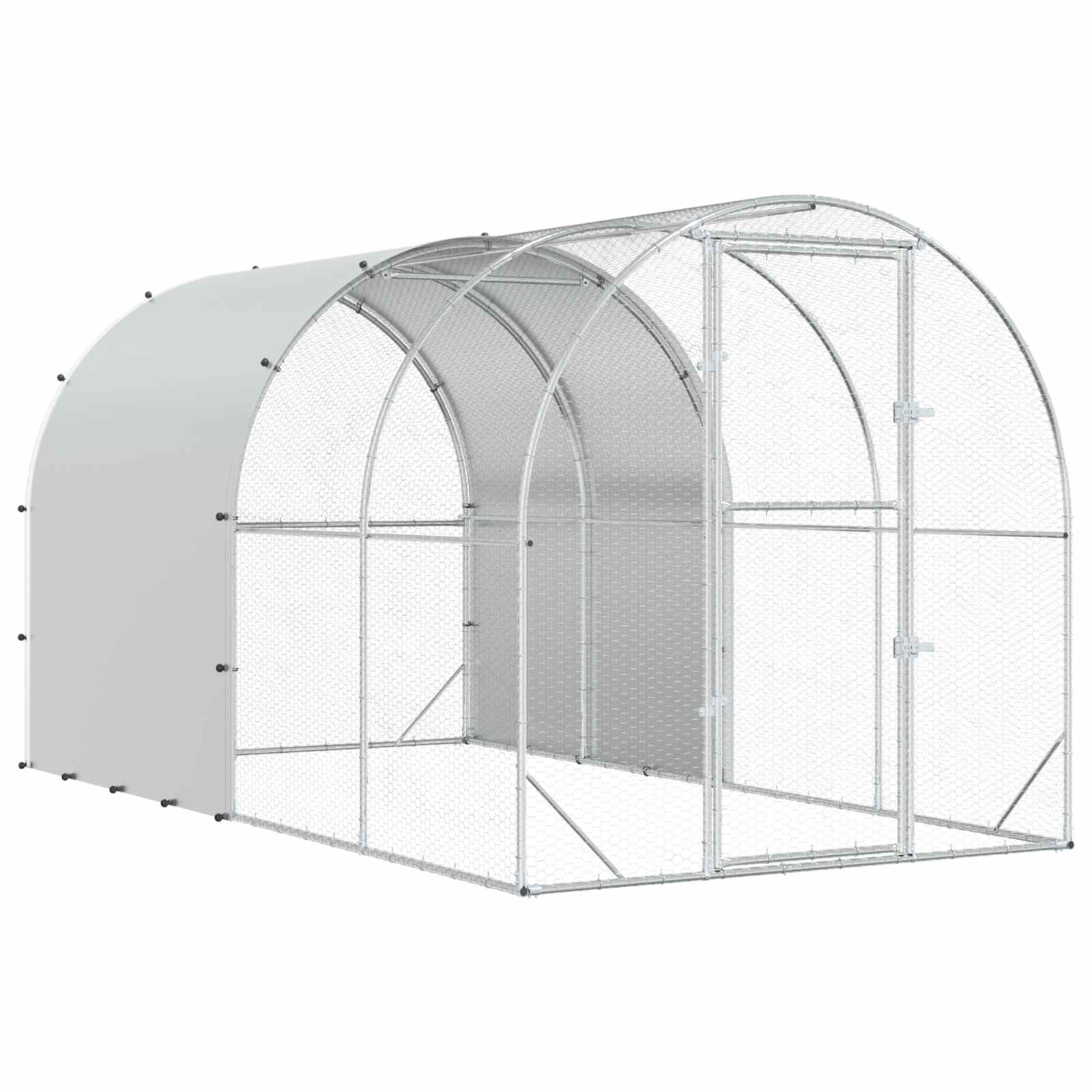 vidaXL Kurnik srebrny 400 x 200 x 200 cm Stal ocynkowana