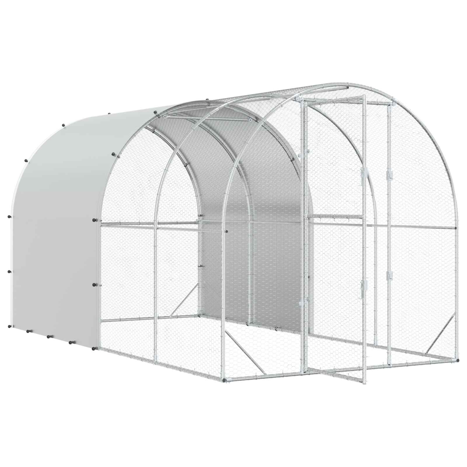 vidaXL Kurnik srebrny 400 x 200 x 200 cm Stal ocynkowana