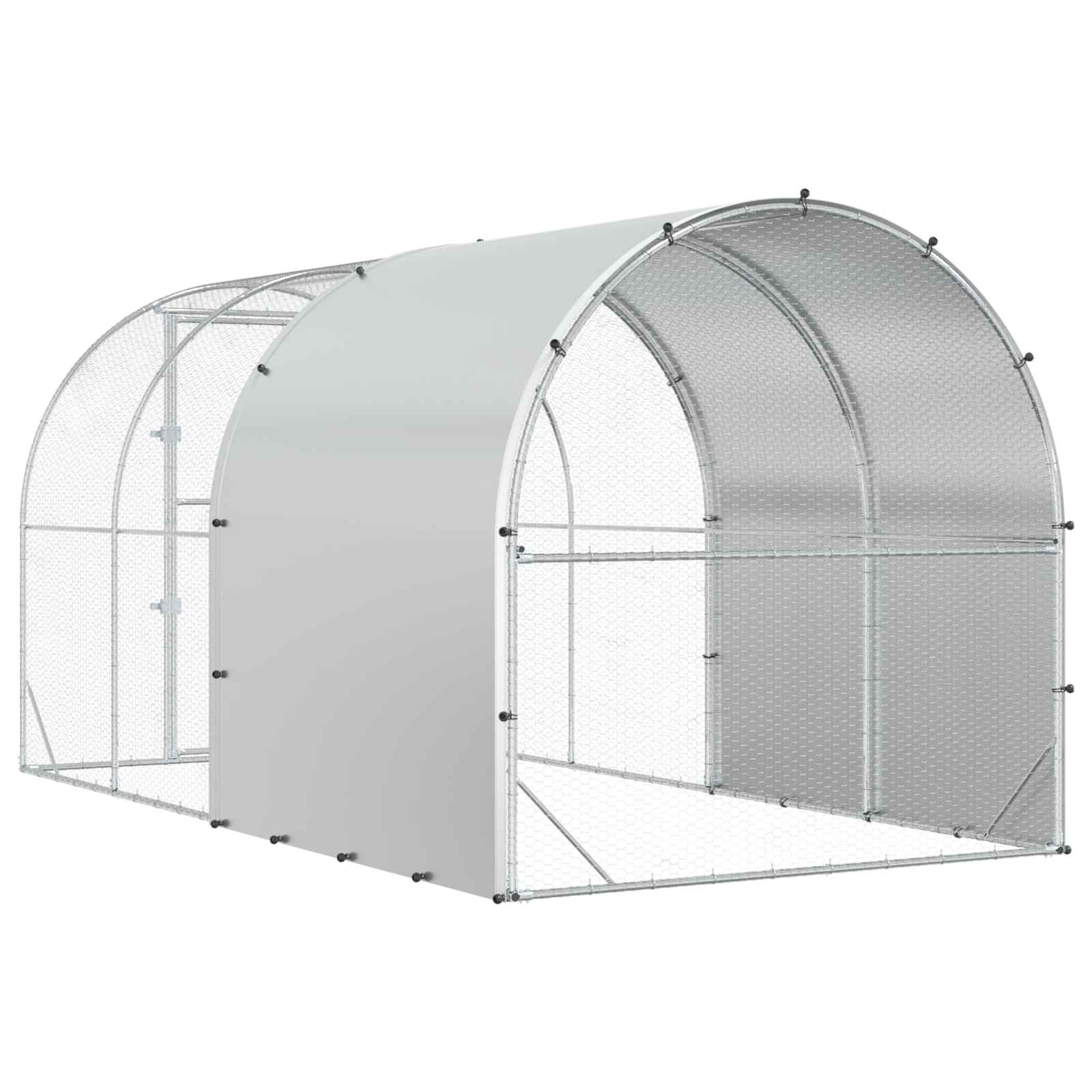 vidaXL Kurnik srebrny 400 x 200 x 200 cm Stal ocynkowana