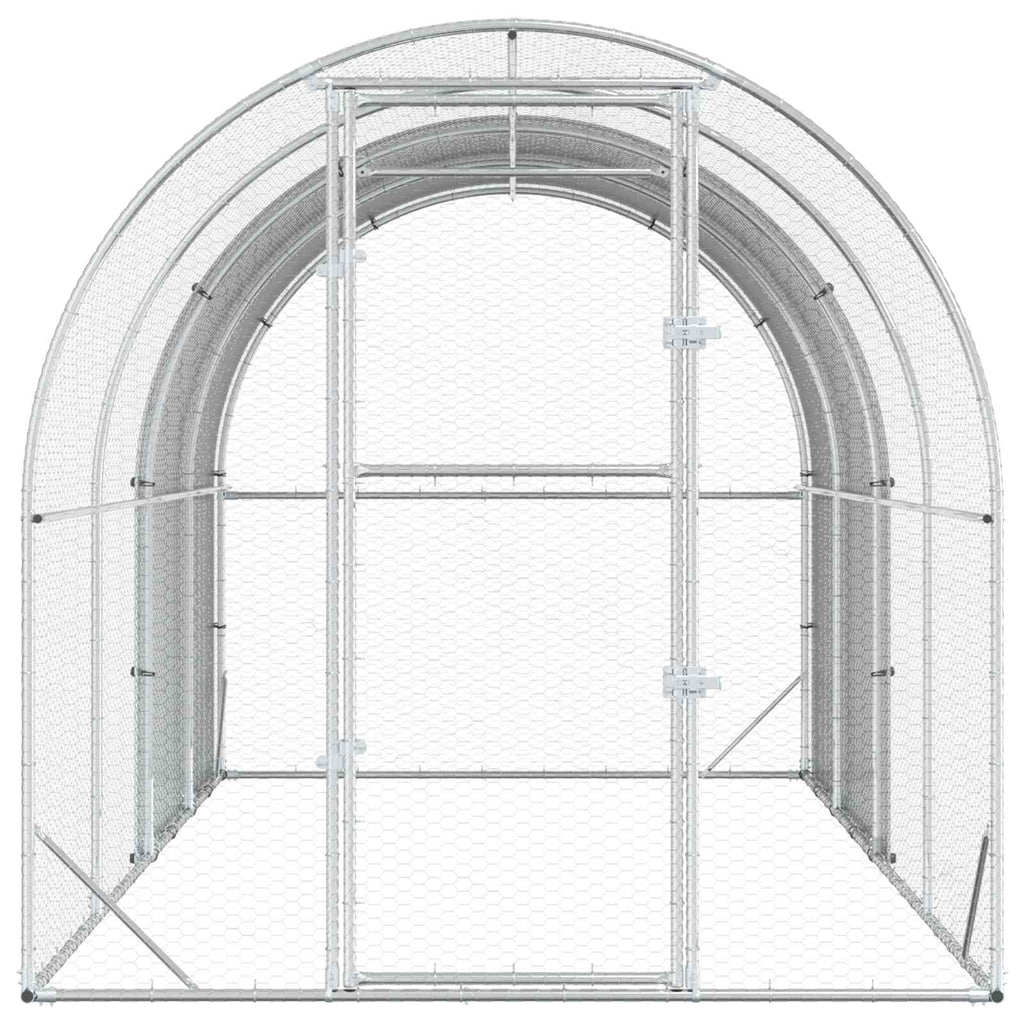 vidaXL Kurnik srebrny 400 x 200 x 200 cm Stal ocynkowana