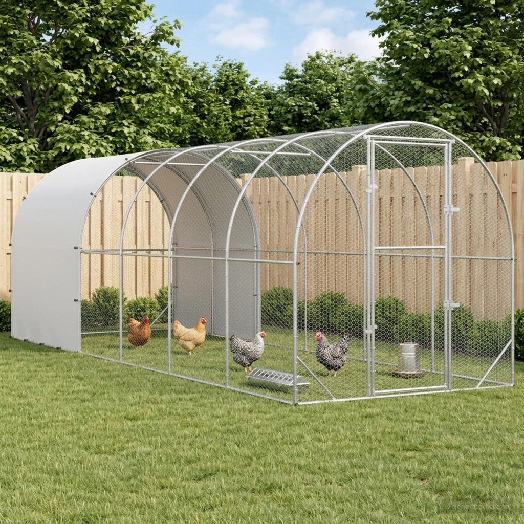 vidaXL Kurnik srebrny 600 x 200 x 200 cm Stal ocynkowana