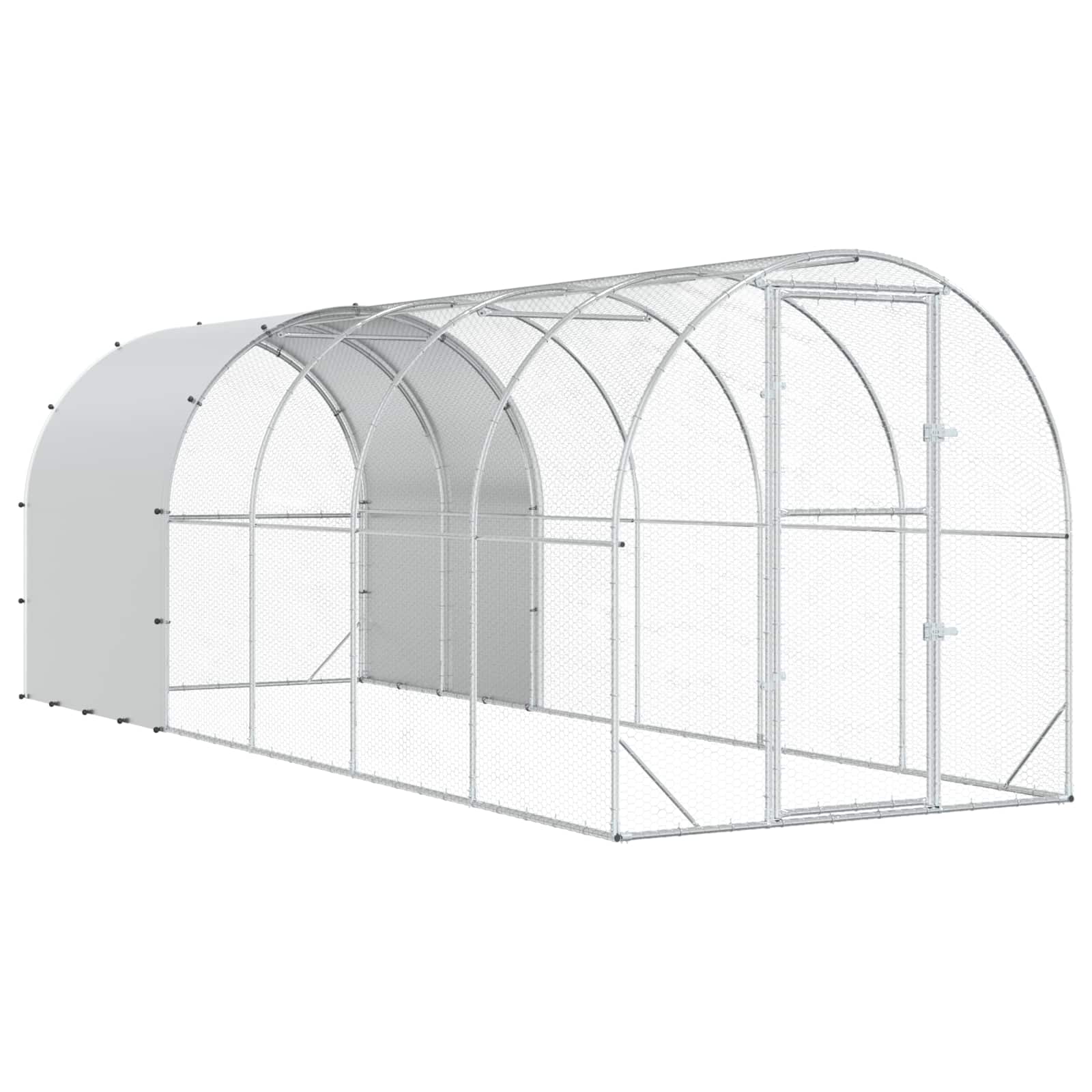 vidaXL Kurnik srebrny 600 x 200 x 200 cm Stal ocynkowana