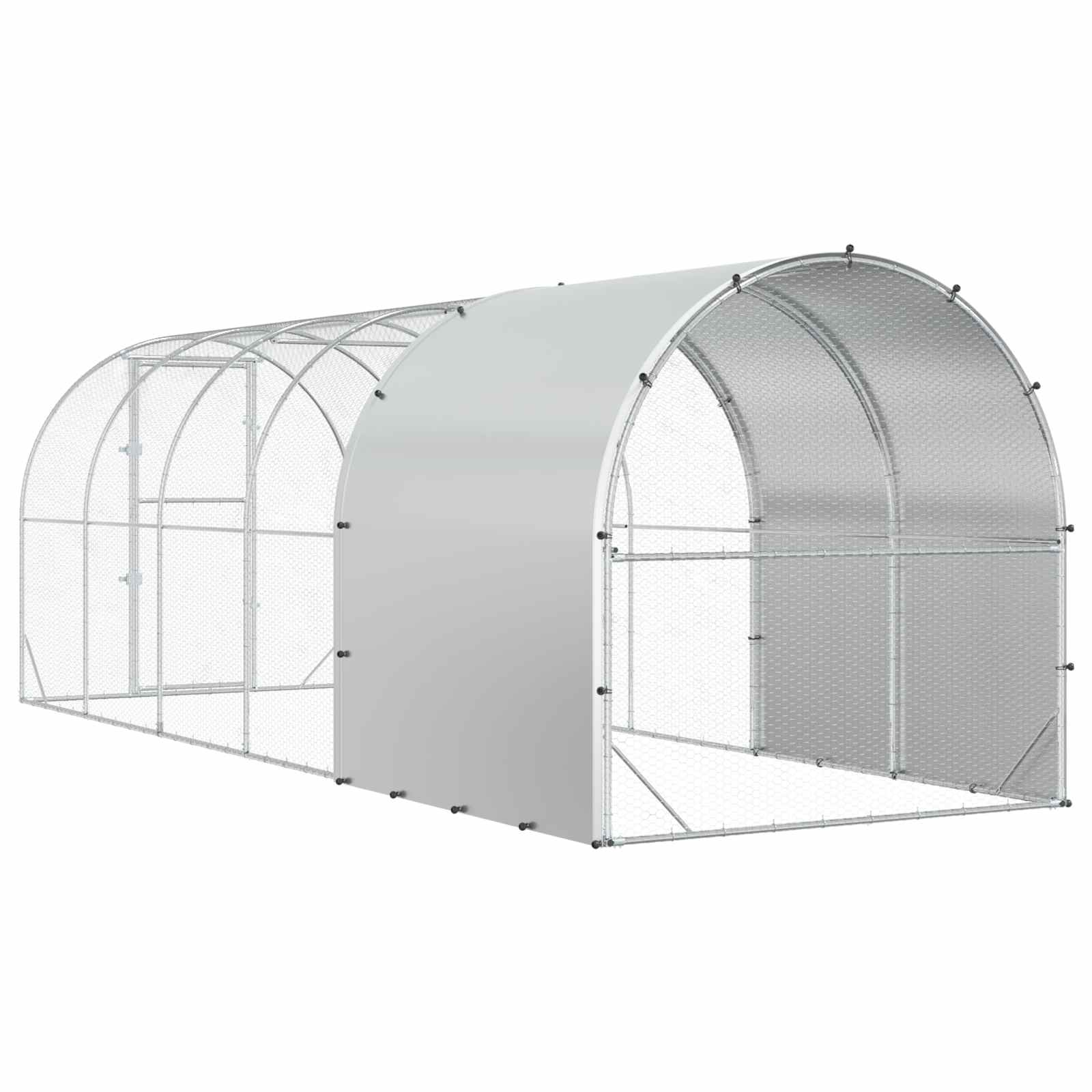 vidaXL Kurnik srebrny 600 x 200 x 200 cm Stal ocynkowana