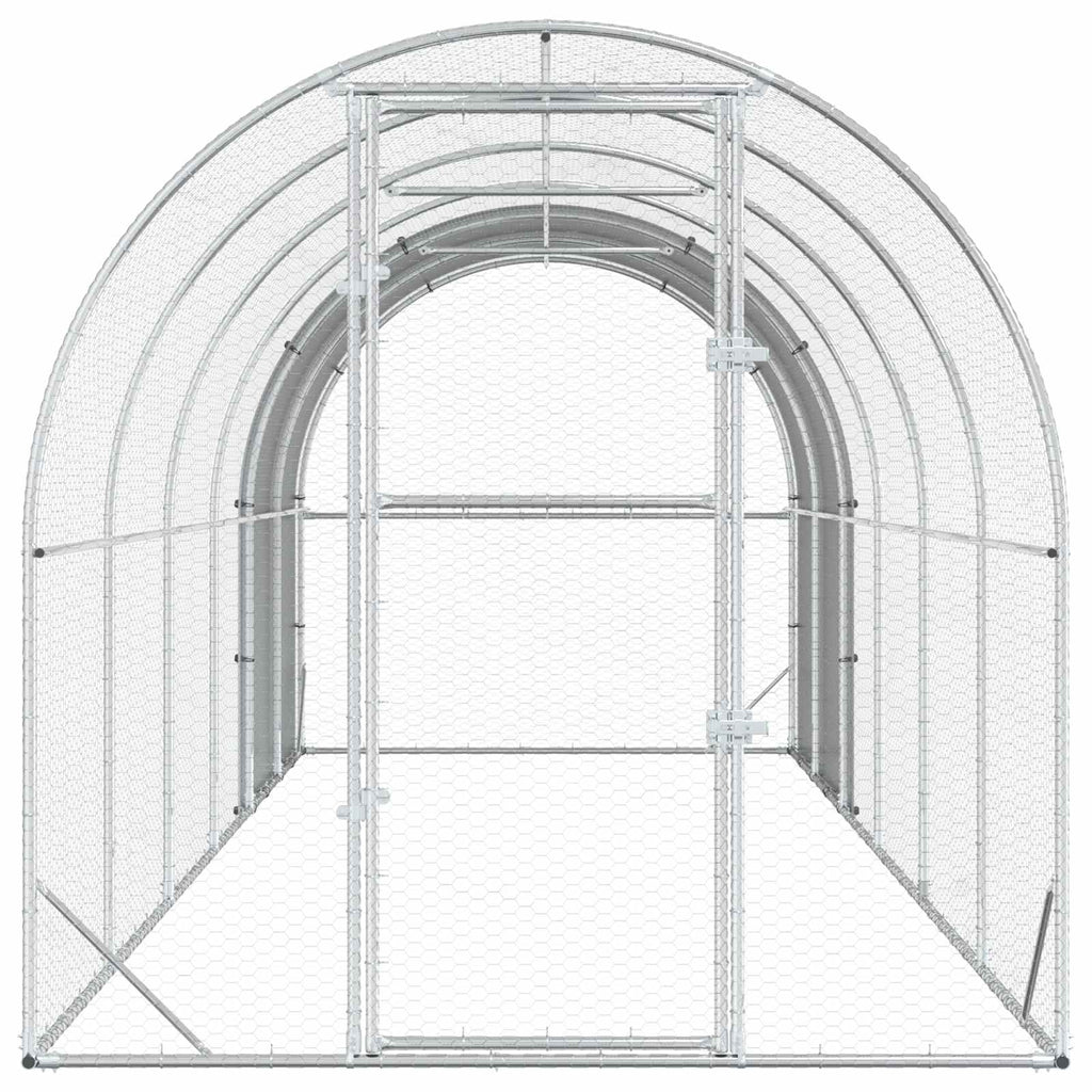 vidaXL Kurnik srebrny 600 x 200 x 200 cm Stal ocynkowana