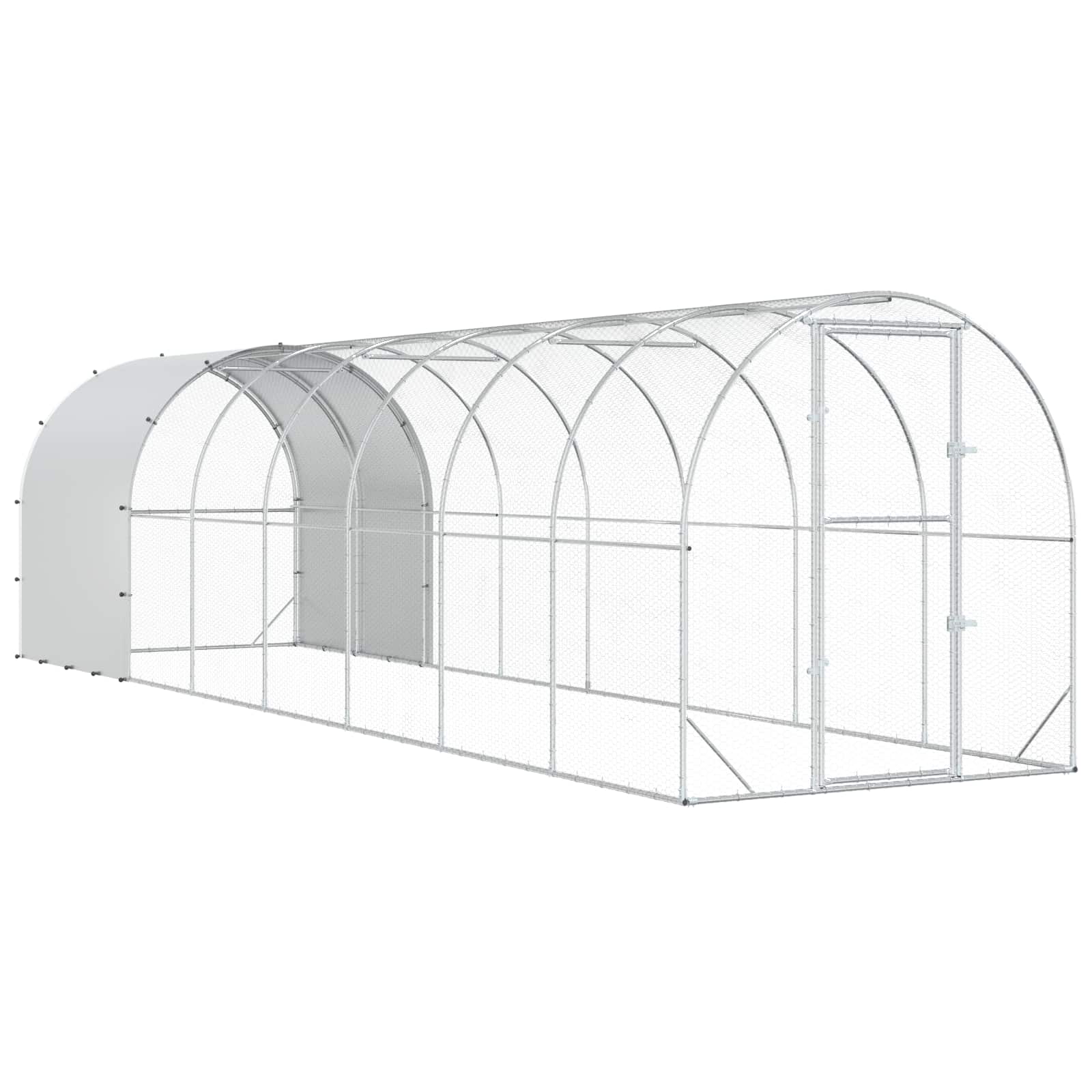 vidaXL Kurnik srebrny 800 x 200 x 200 cm Stal ocynkowana