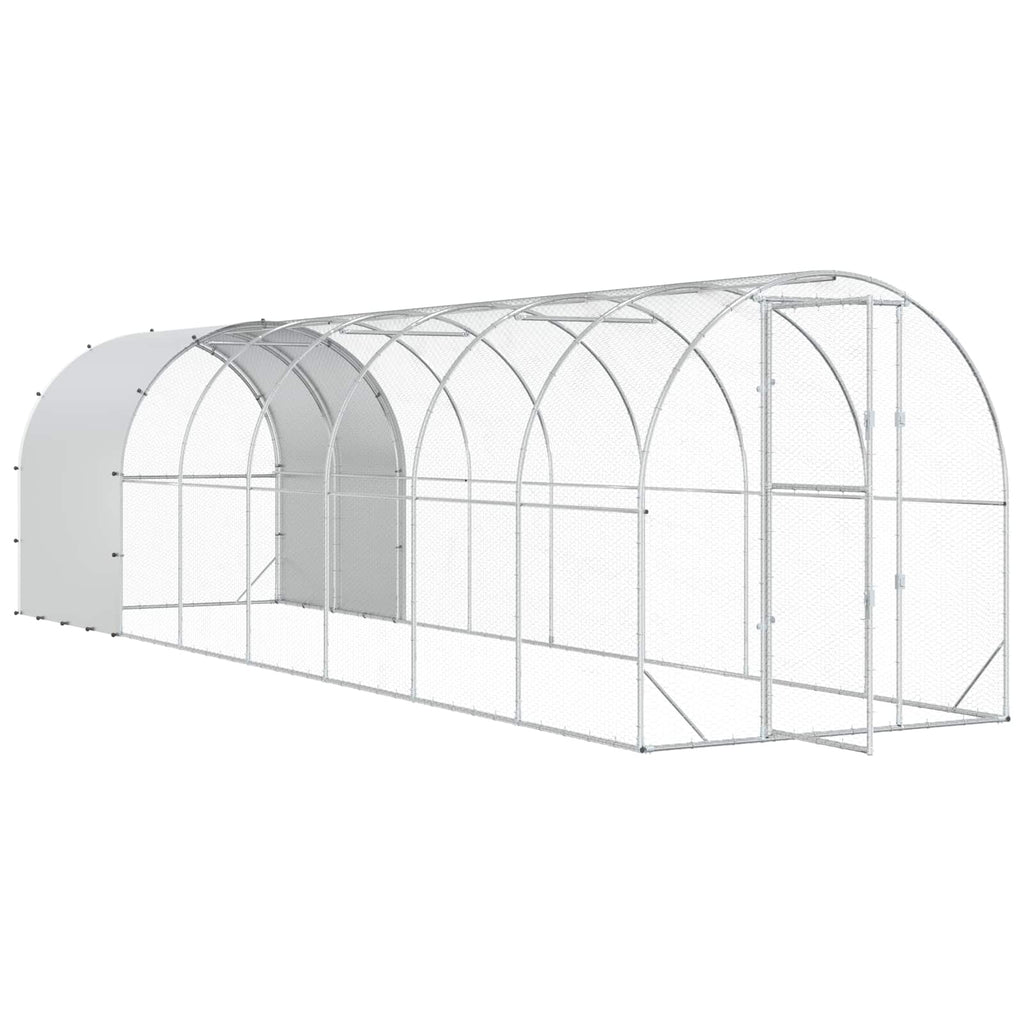 vidaXL Kurnik srebrny 800 x 200 x 200 cm Stal ocynkowana
