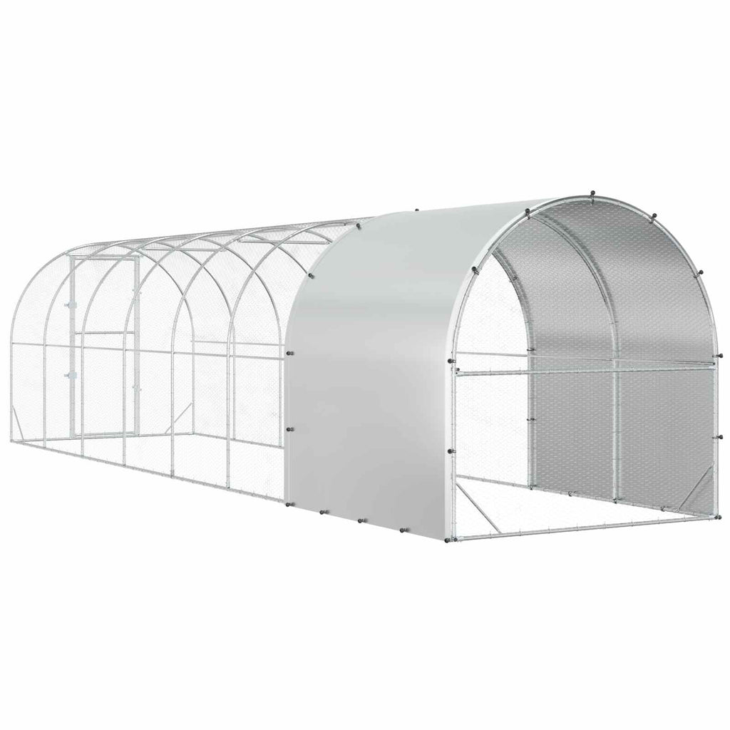 vidaXL Kurnik srebrny 800 x 200 x 200 cm Stal ocynkowana