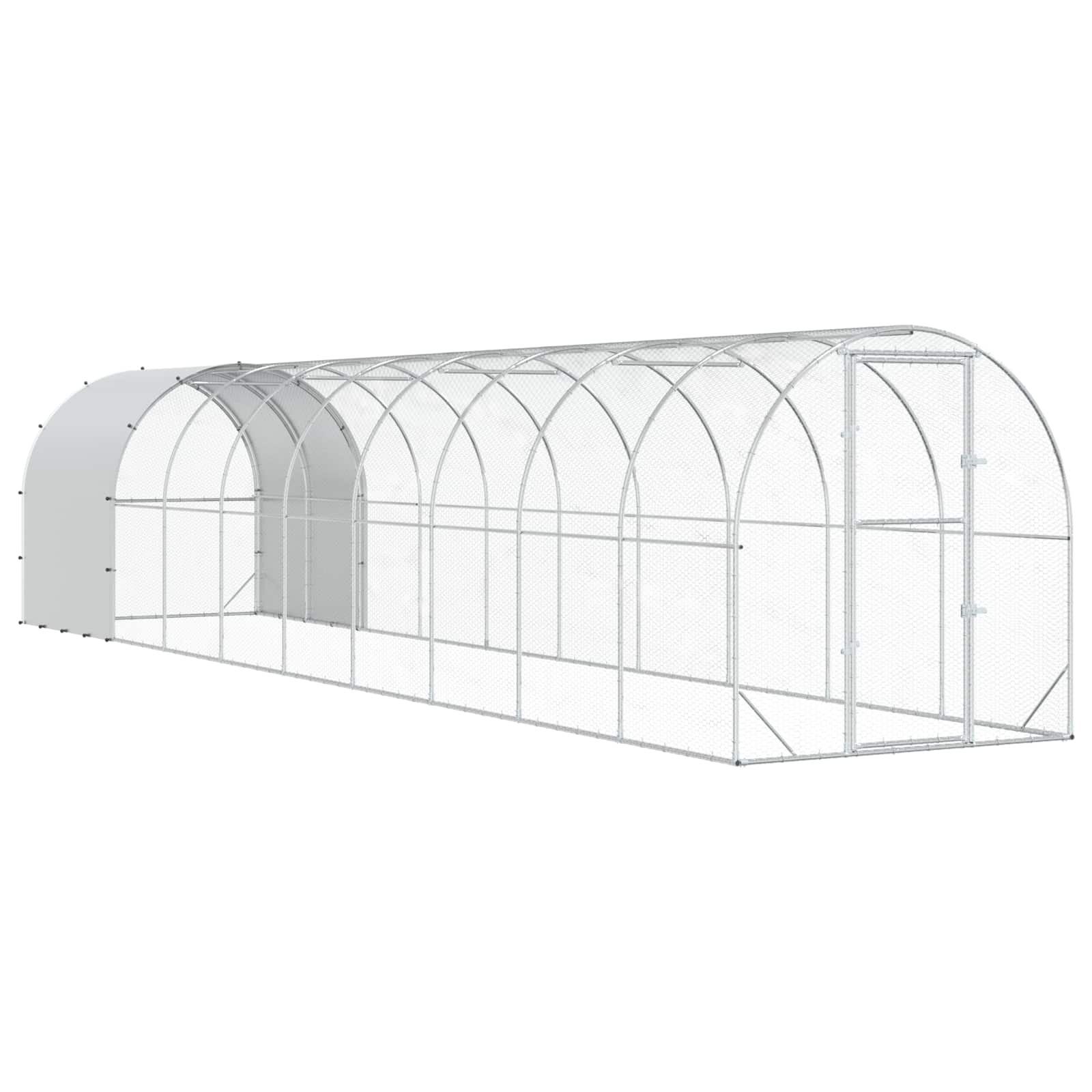 vidaXL Kurnik srebrny 1000 x 200 x 200 cm Stal ocynkowana