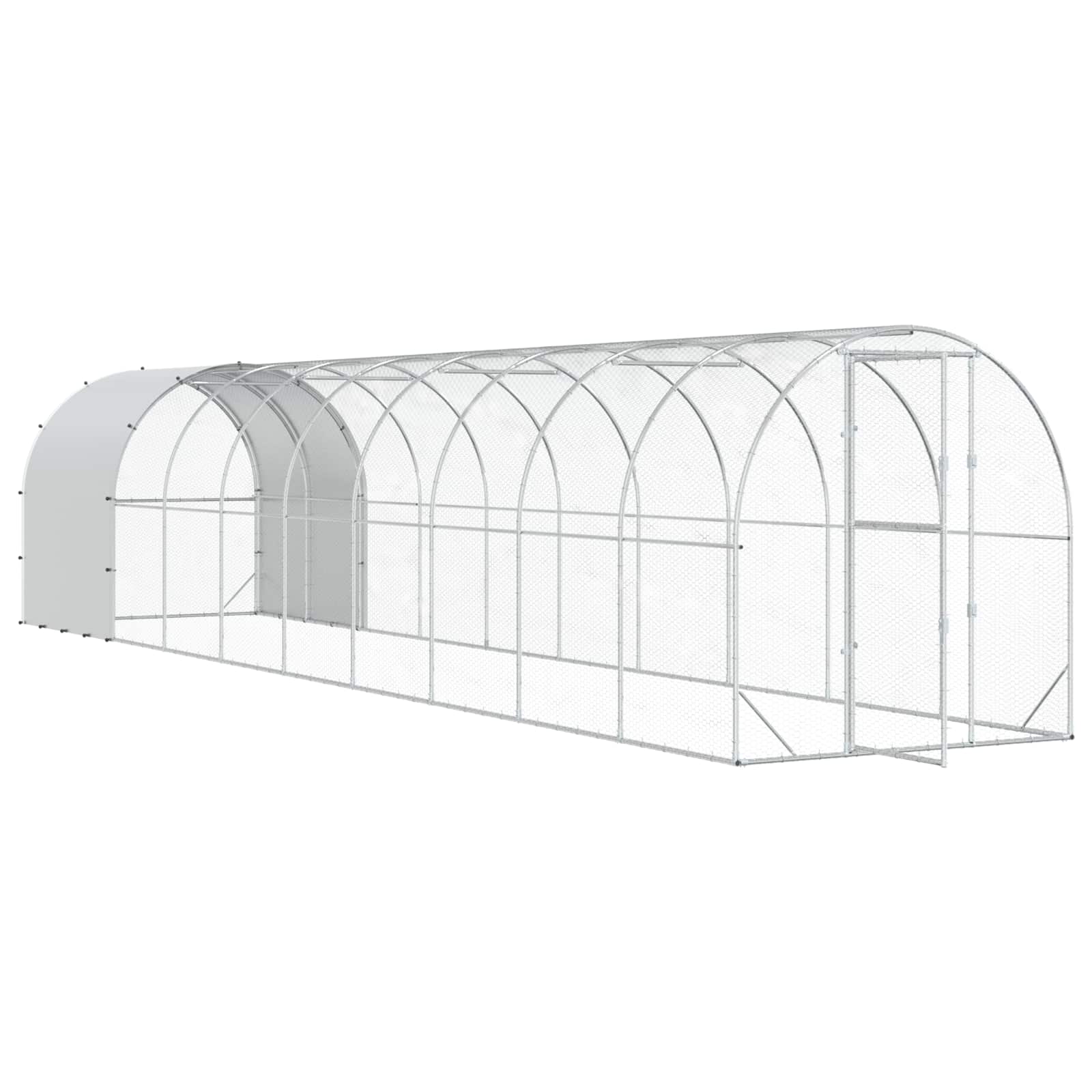 vidaXL Kurnik srebrny 1000 x 200 x 200 cm Stal ocynkowana