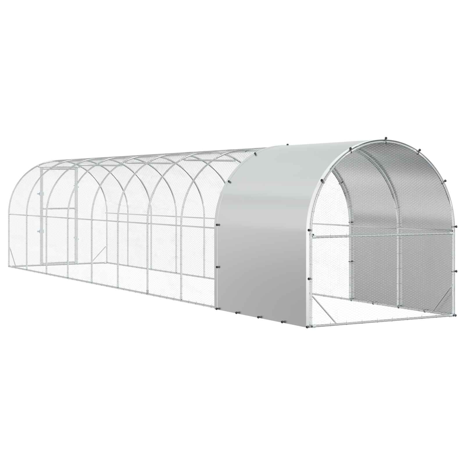 vidaXL Kurnik srebrny 1000 x 200 x 200 cm Stal ocynkowana