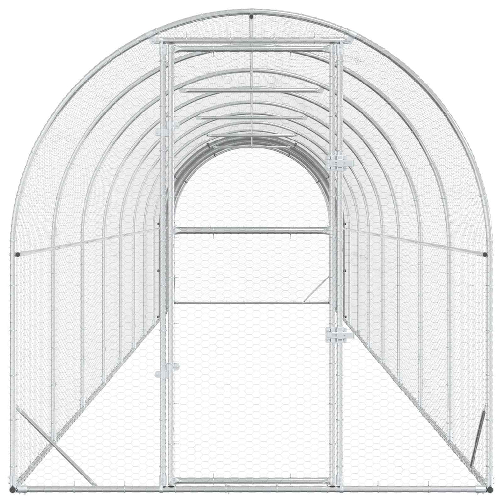 vidaXL Kurnik srebrny 1000 x 200 x 200 cm Stal ocynkowana