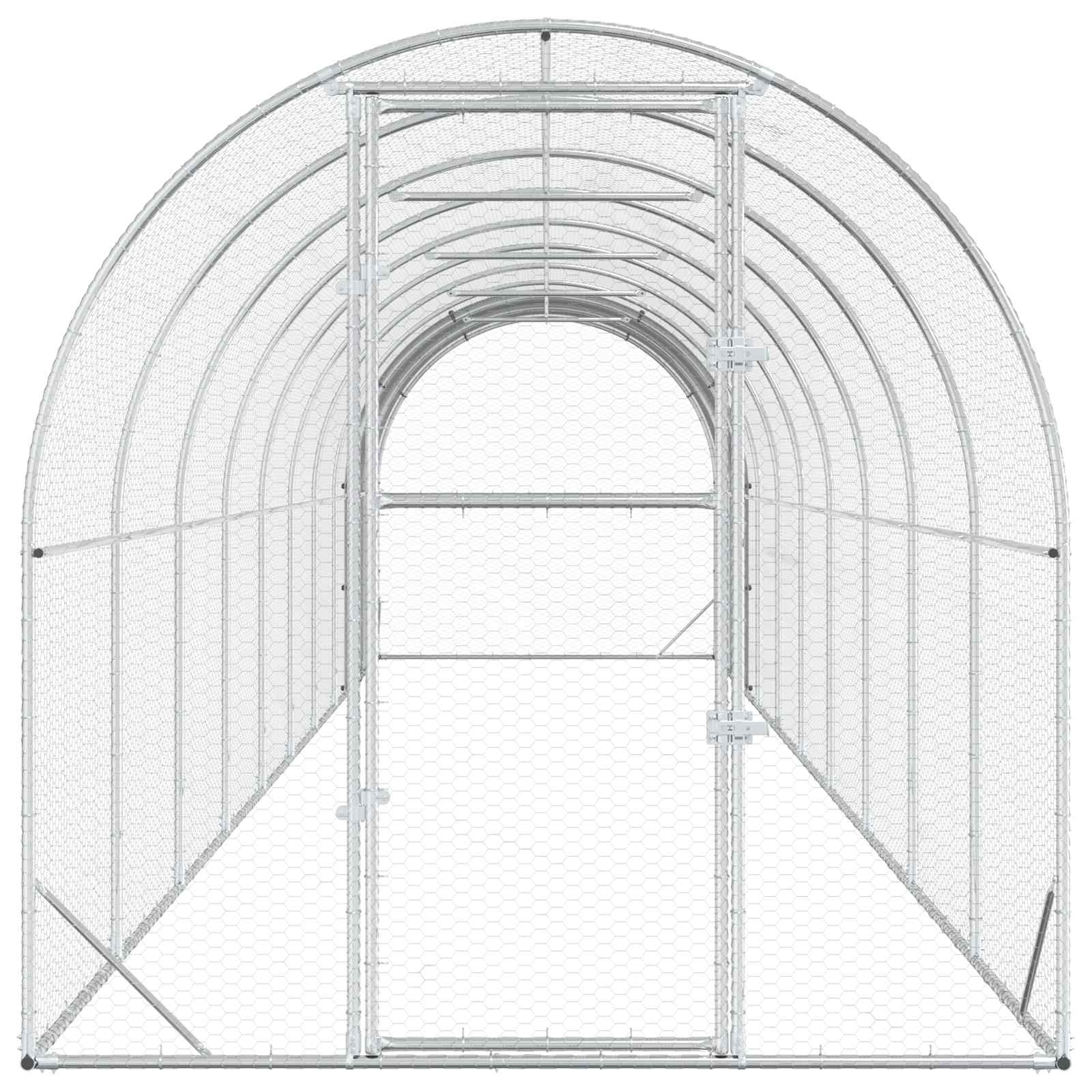 vidaXL Kurnik srebrny 1000 x 200 x 200 cm Stal ocynkowana