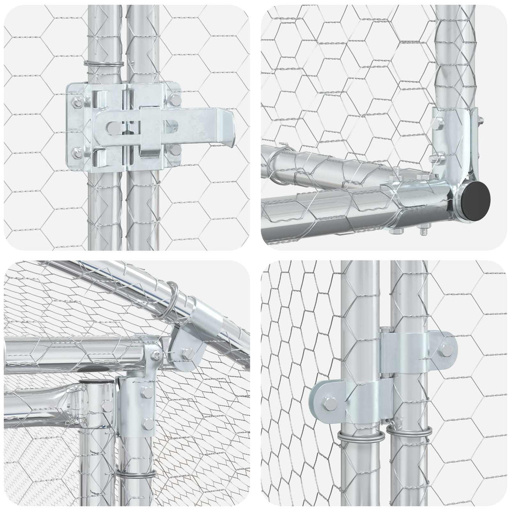 vidaXL Kurnik srebrny 1200 x 200 x 200 cm Stal ocynkowana