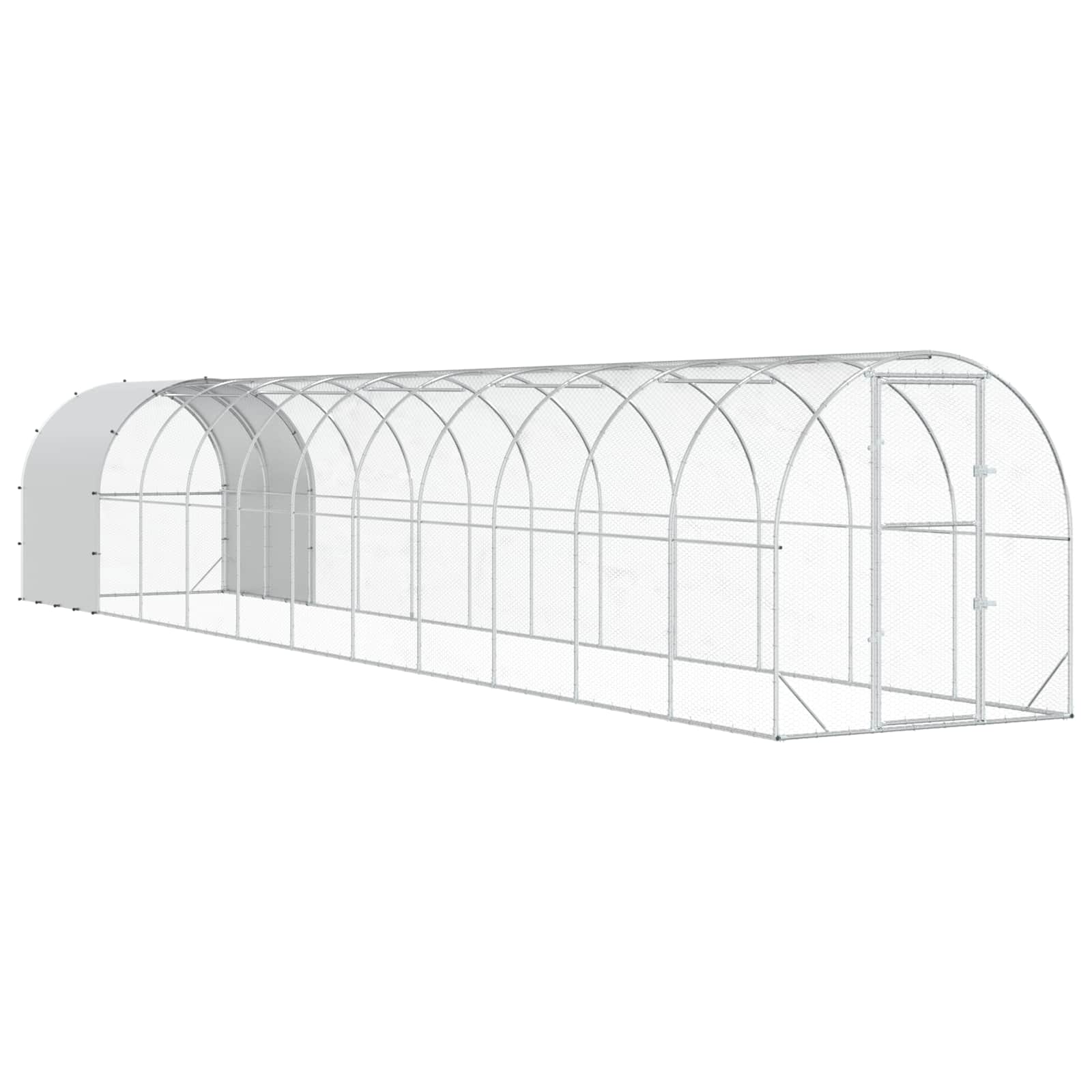 vidaXL Kurnik srebrny 1200 x 200 x 200 cm Stal ocynkowana
