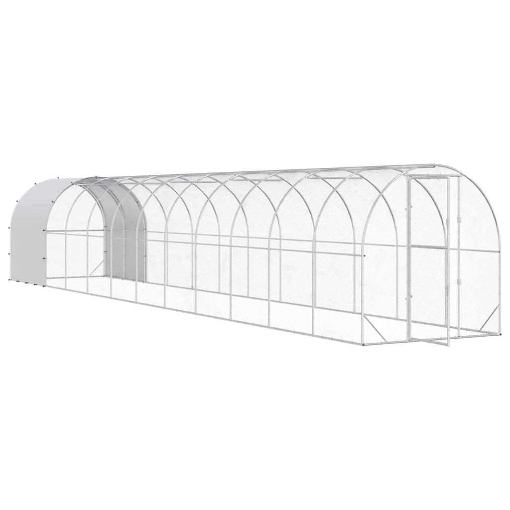 vidaXL Kurnik srebrny 1200 x 200 x 200 cm Stal ocynkowana