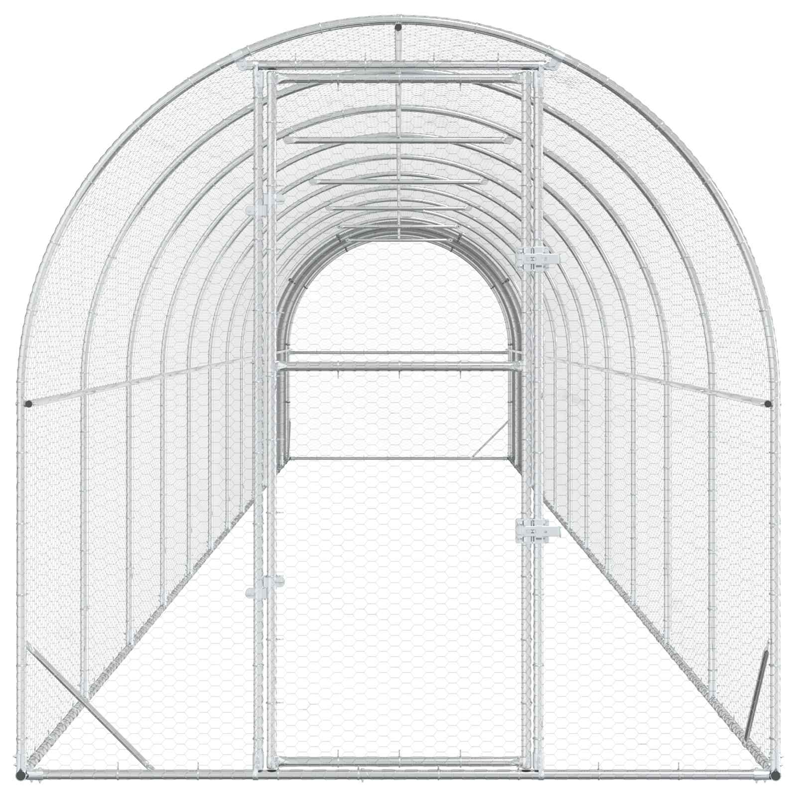 vidaXL Kurnik srebrny 1200 x 200 x 200 cm Stal ocynkowana