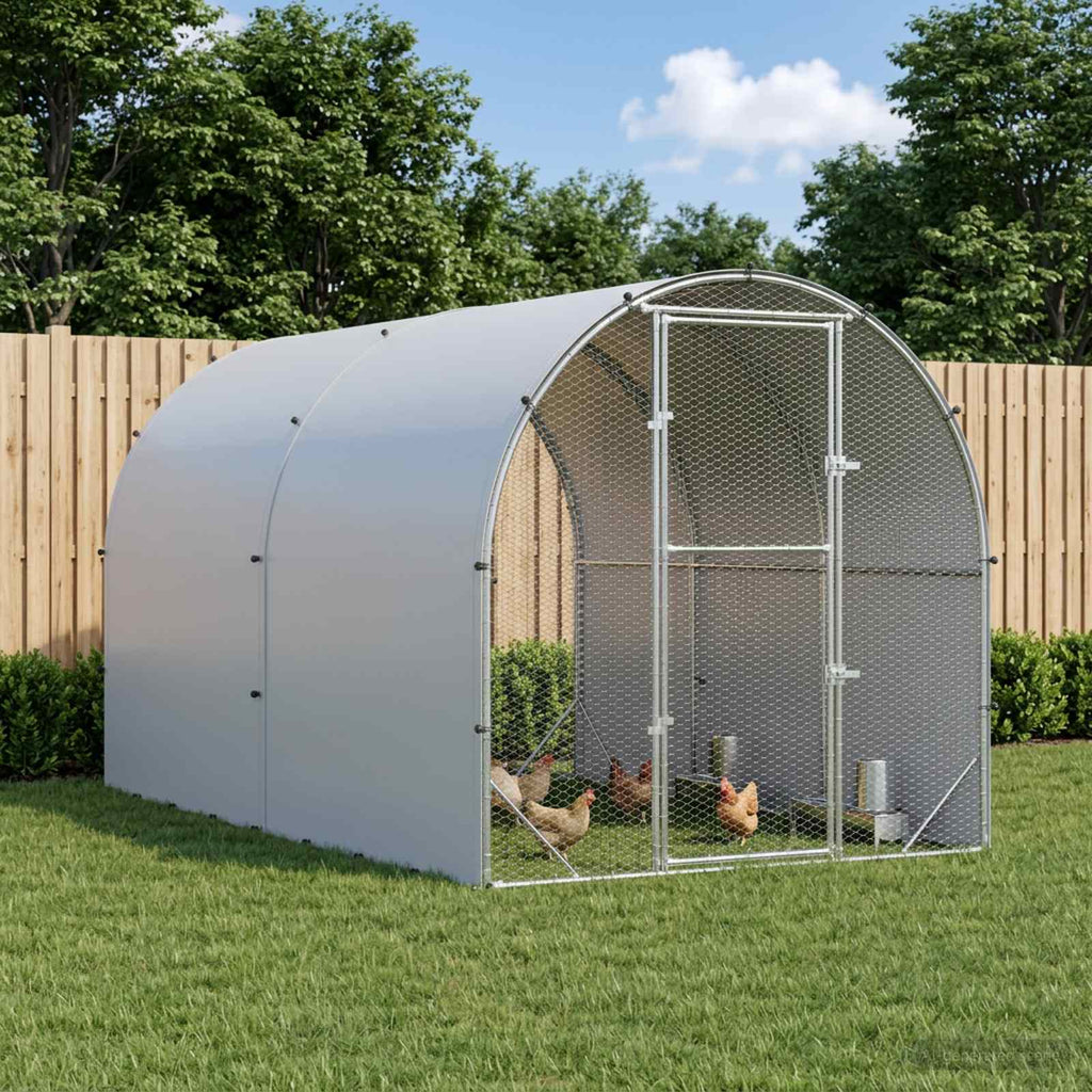 vidaXL Kurnik srebrny 400 x 200 x 200 cm Stal ocynkowana