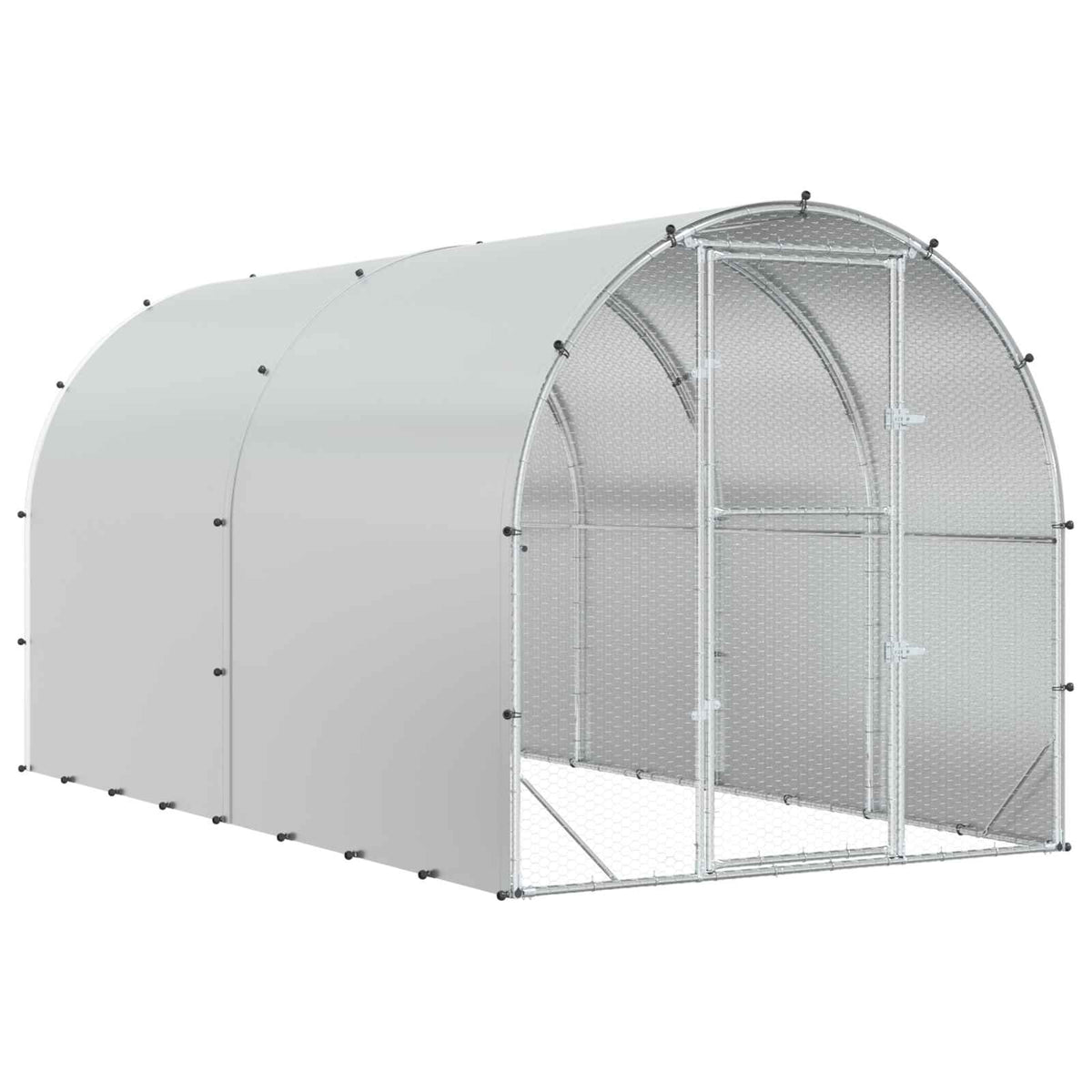 vidaXL Kurnik srebrny 400 x 200 x 200 cm Stal ocynkowana