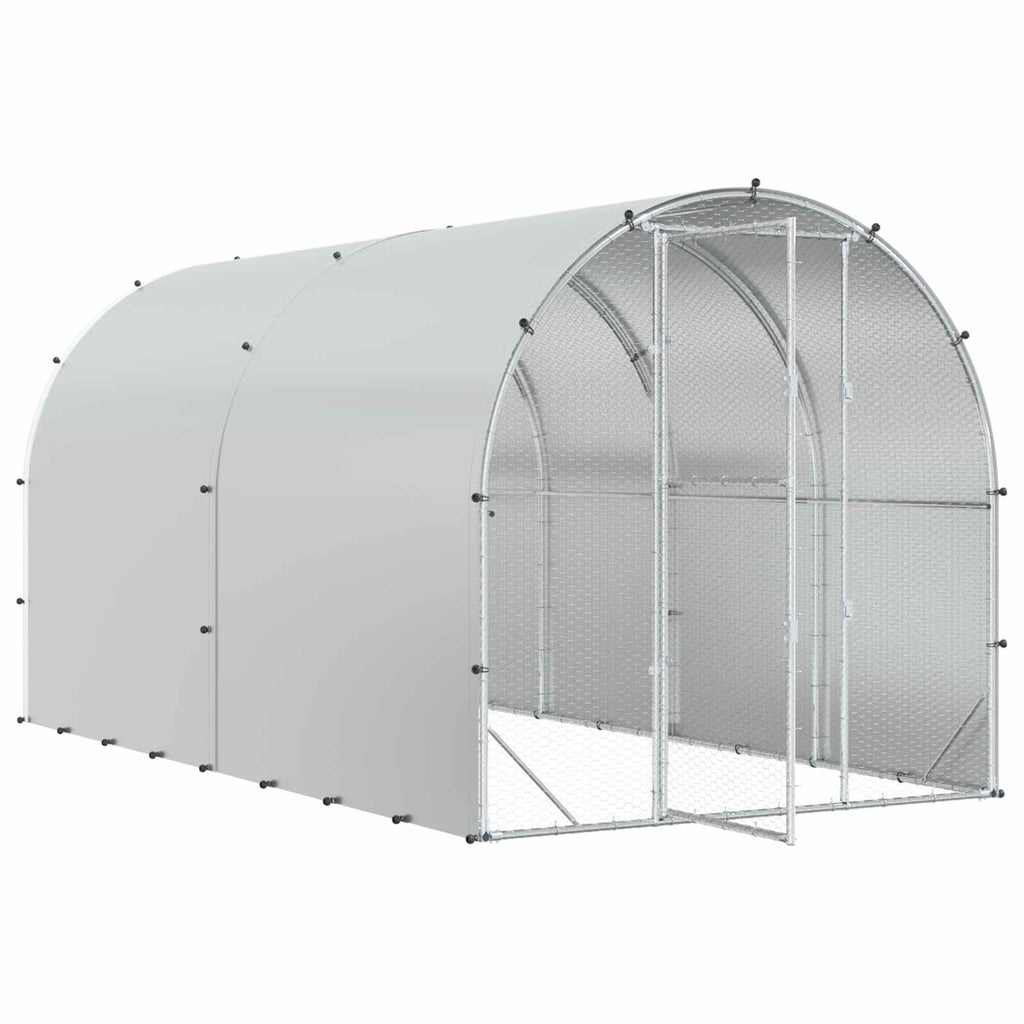 vidaXL Kurnik srebrny 400 x 200 x 200 cm Stal ocynkowana