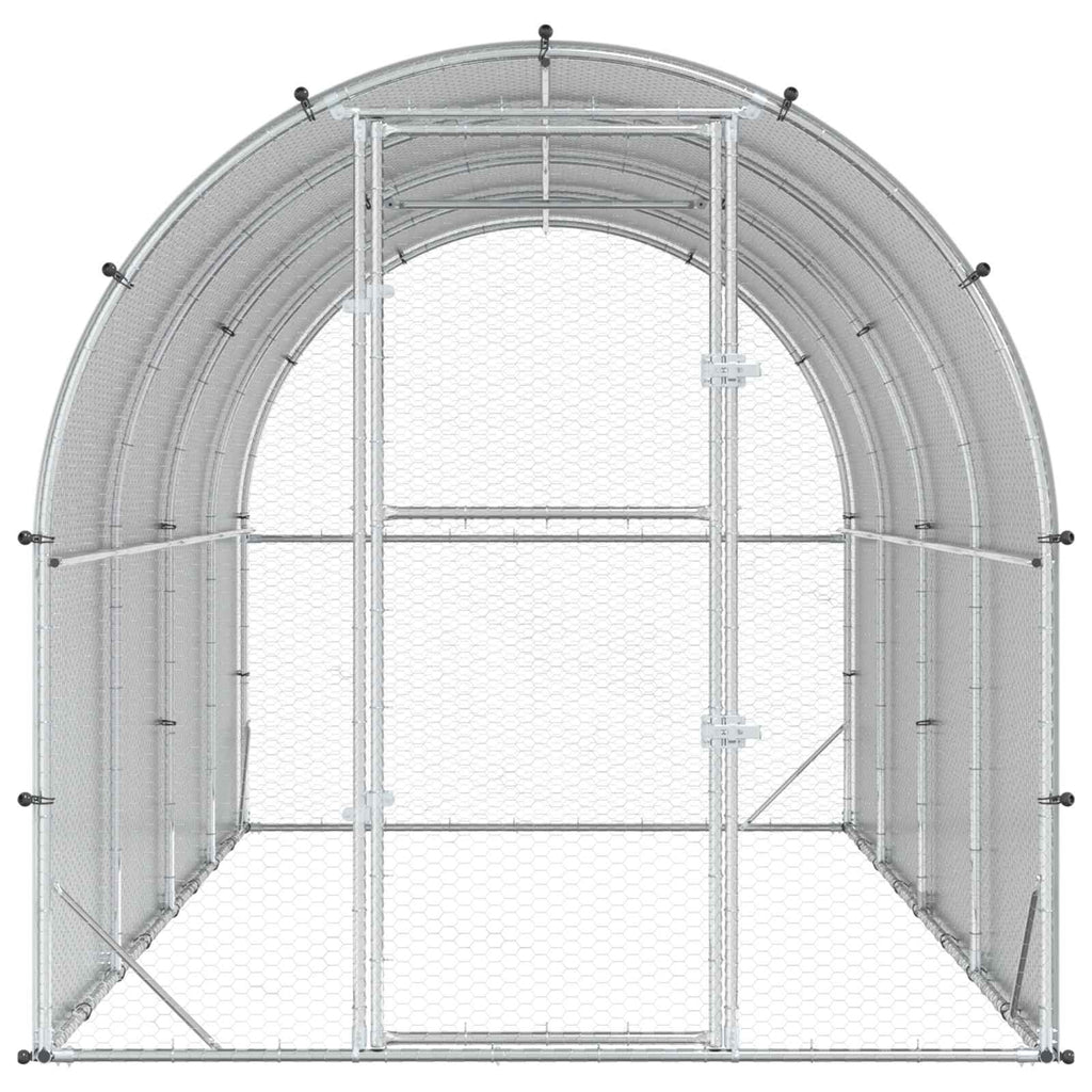 vidaXL Kurnik srebrny 400 x 200 x 200 cm Stal ocynkowana