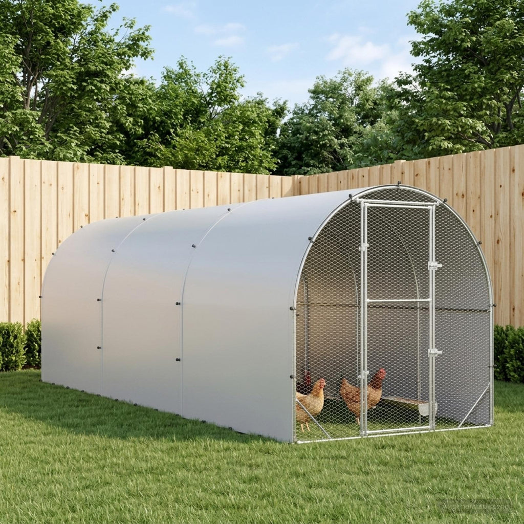 vidaXL Kurnik srebrny 600 x 200 x 200 cm Stal ocynkowana