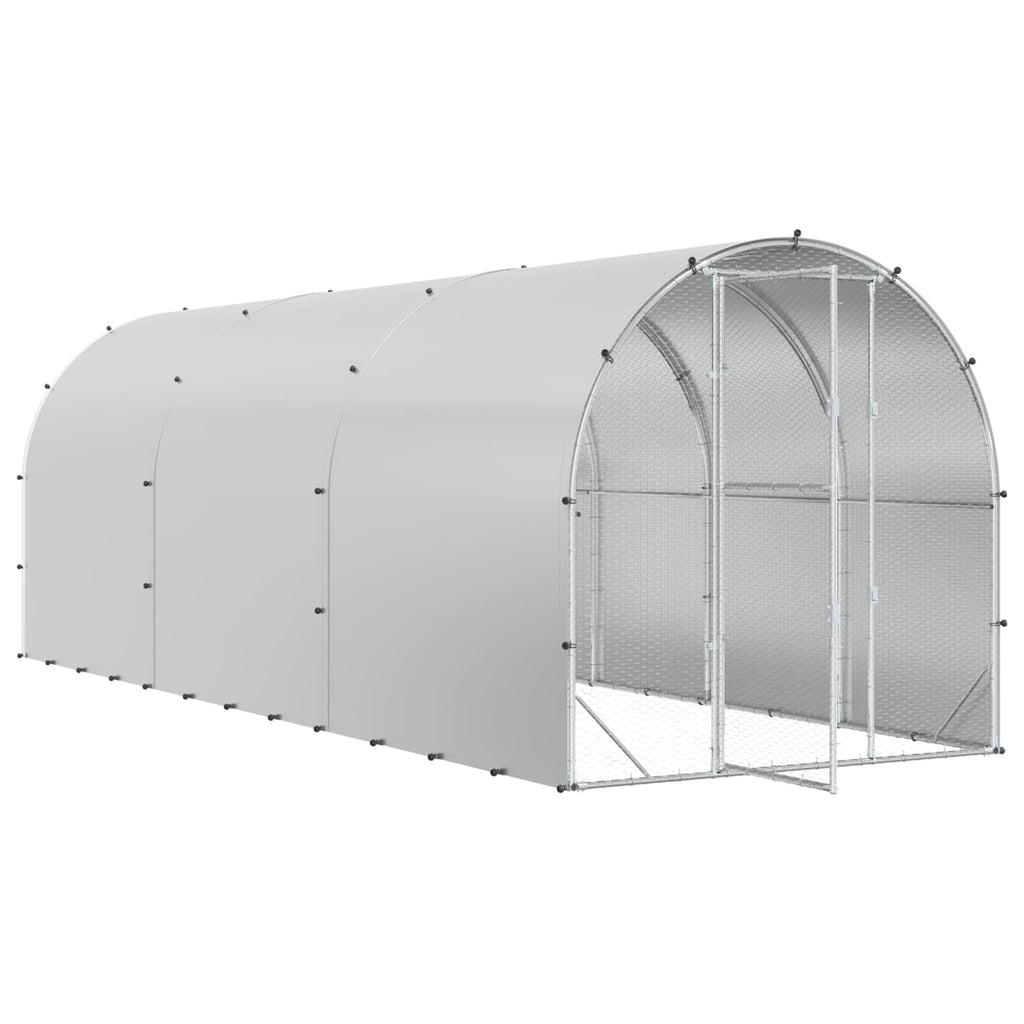 vidaXL Kurnik srebrny 600 x 200 x 200 cm Stal ocynkowana
