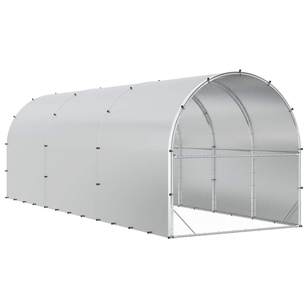 vidaXL Kurnik srebrny 600 x 200 x 200 cm Stal ocynkowana