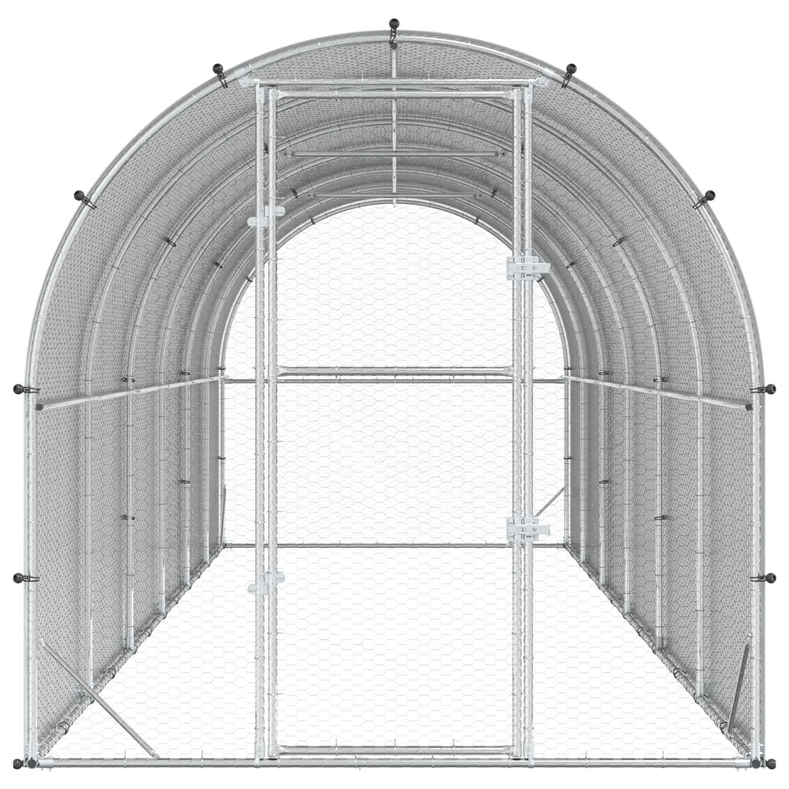vidaXL Kurnik srebrny 600 x 200 x 200 cm Stal ocynkowana