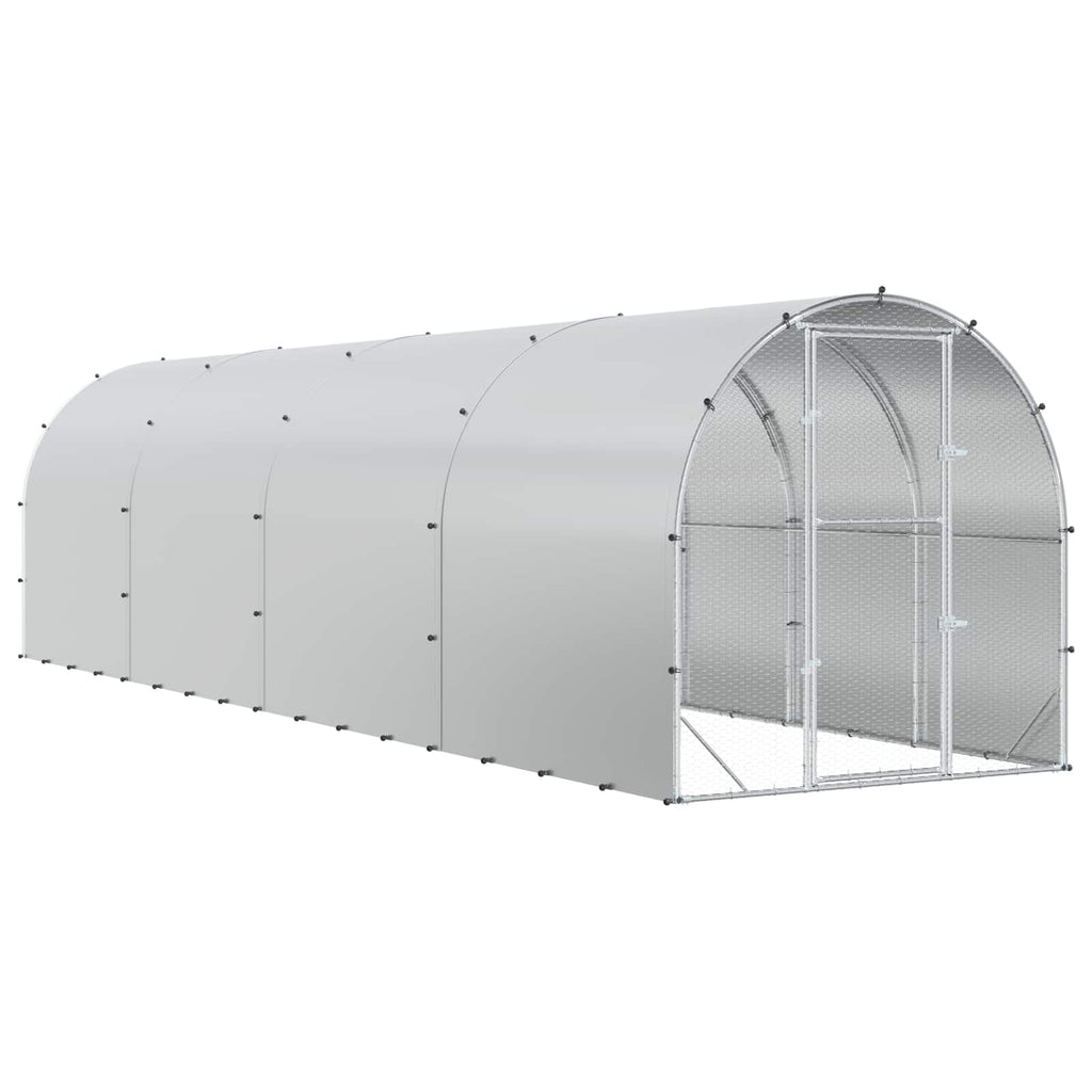 vidaXL Kurnik srebrny 800 x 200 x 200 cm Stal ocynkowana