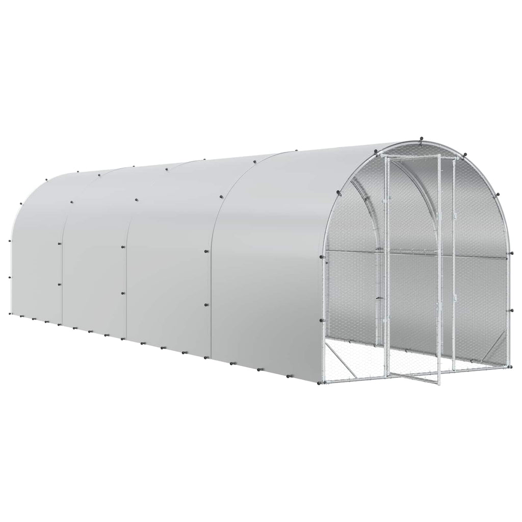 vidaXL Kurnik srebrny 800 x 200 x 200 cm Stal ocynkowana