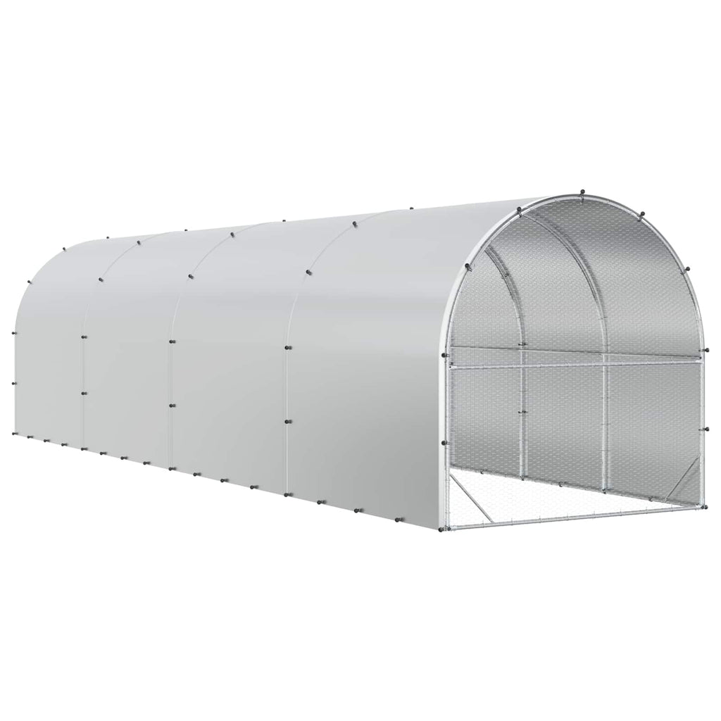 vidaXL Kurnik srebrny 800 x 200 x 200 cm Stal ocynkowana