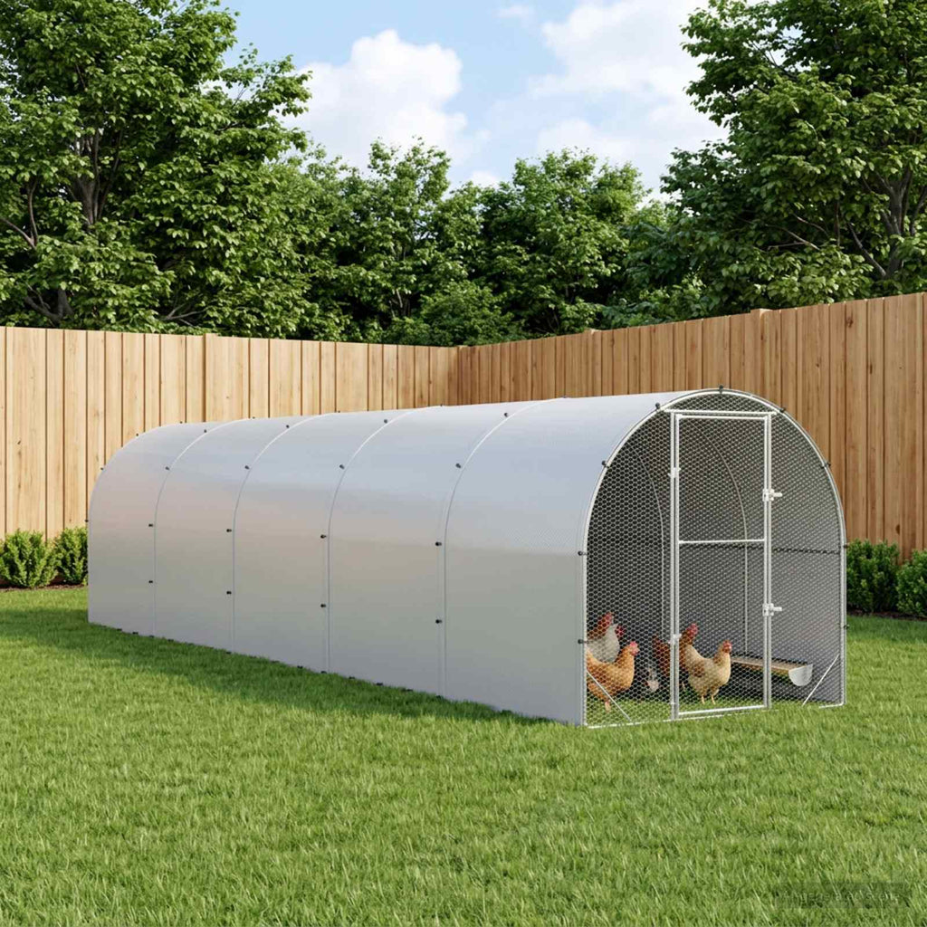 vidaXL Kurnik srebrny 1000 x 200 x 200 cm Stal ocynkowana