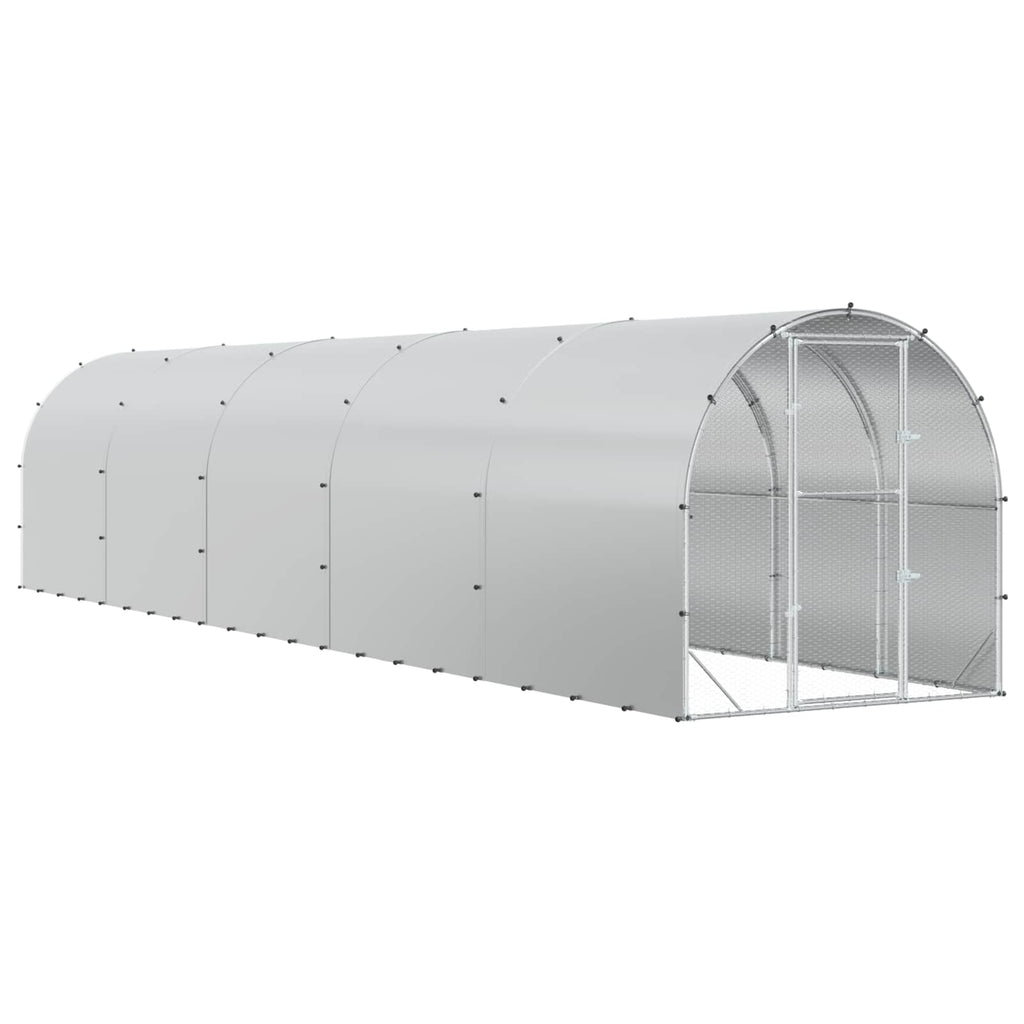 vidaXL Kurnik srebrny 1000 x 200 x 200 cm Stal ocynkowana