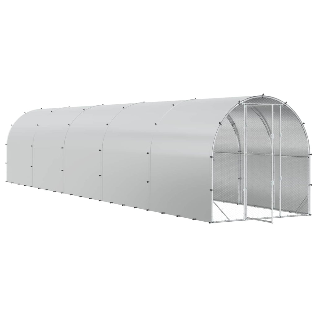 vidaXL Kurnik srebrny 1000 x 200 x 200 cm Stal ocynkowana