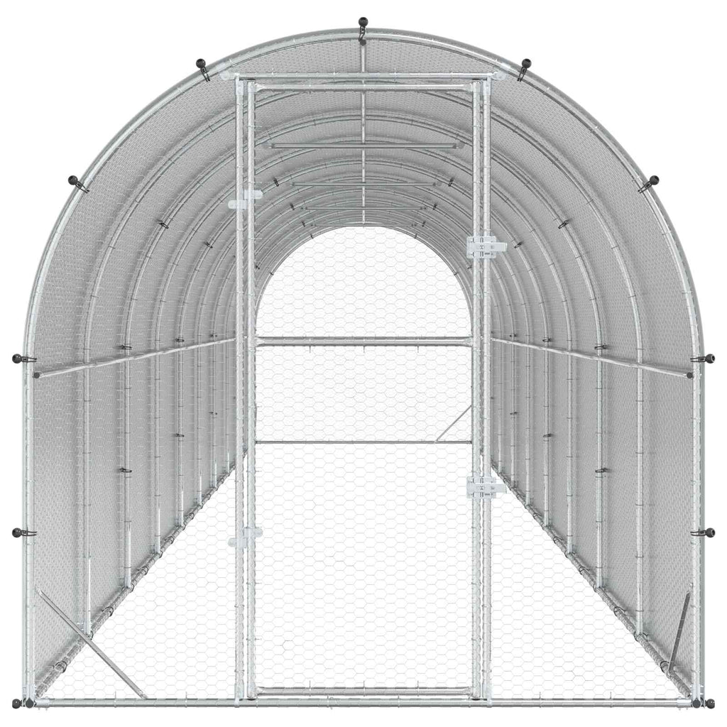 vidaXL Kurnik srebrny 1000 x 200 x 200 cm Stal ocynkowana