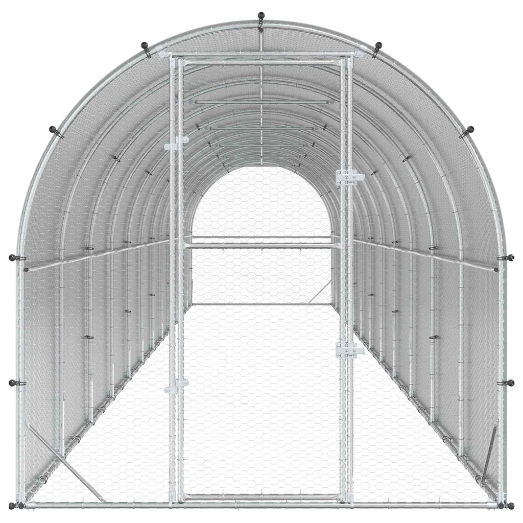 vidaXL Kurnik srebrny 1200 x 200 x 200 cm Stal ocynkowana
